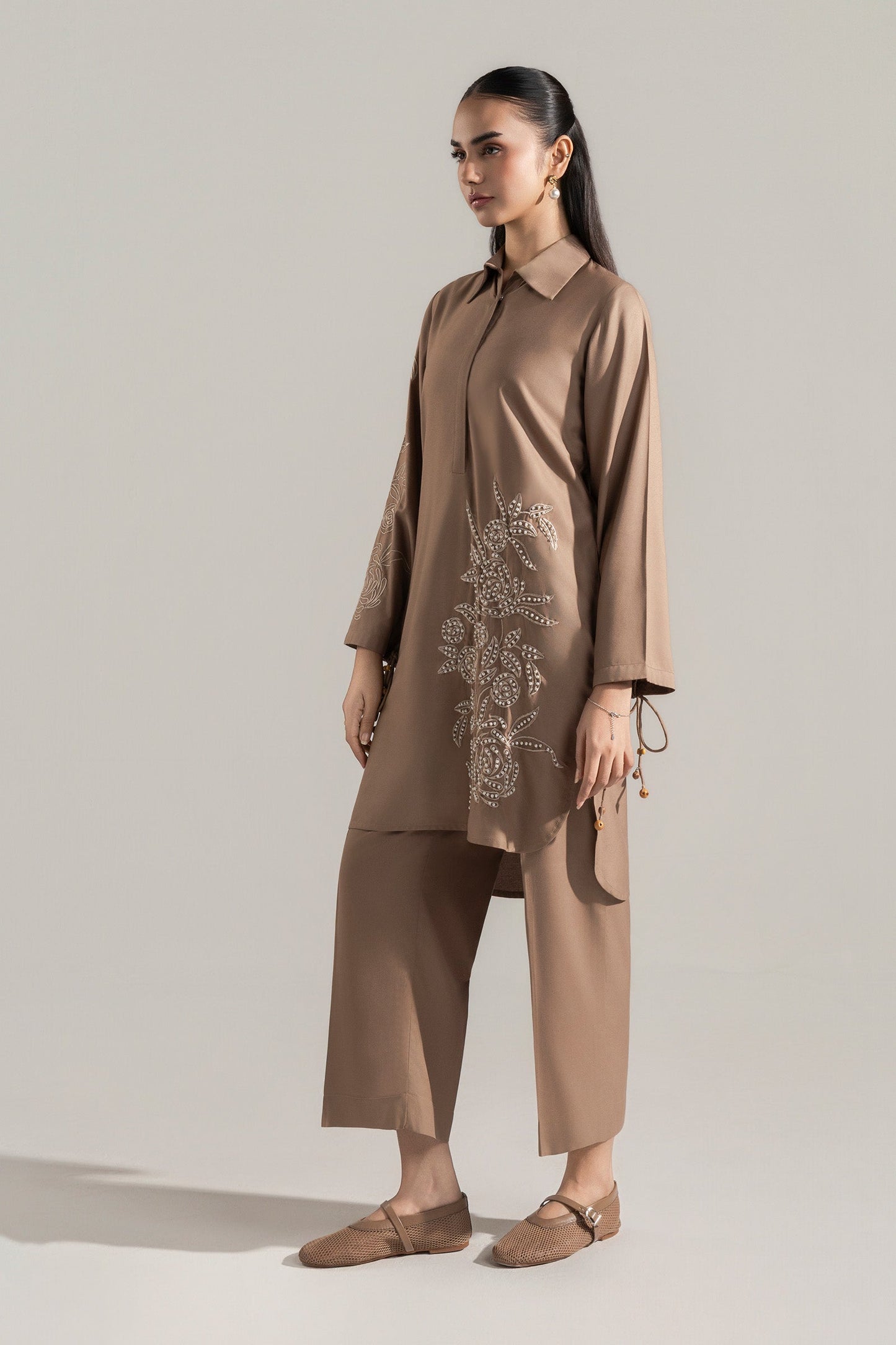 2 Pc Embroidered Twill Suit