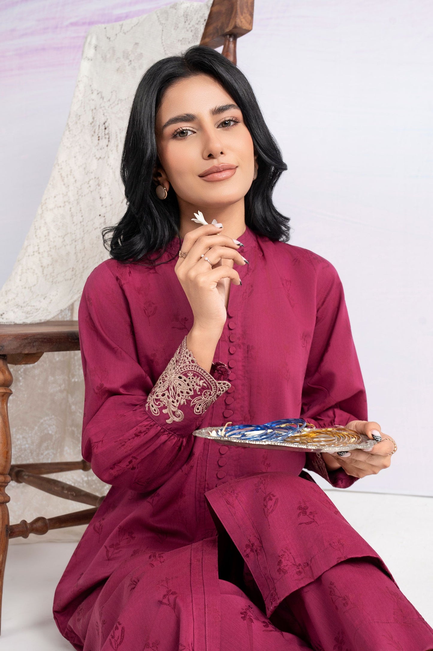 2 Pc Embroidered Filament Viscose Suit