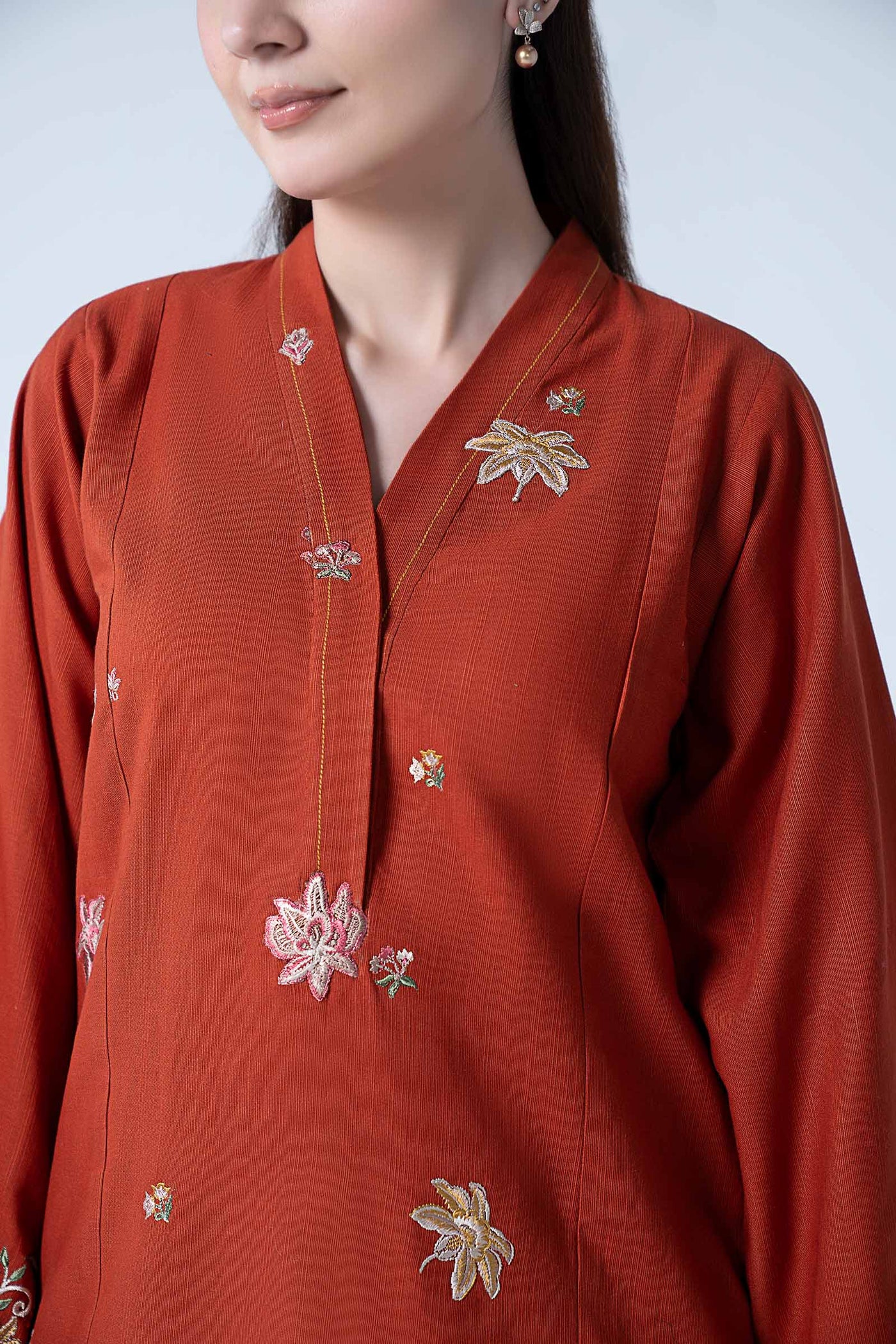2 Pc Embroidered Slub Khaddar Suit