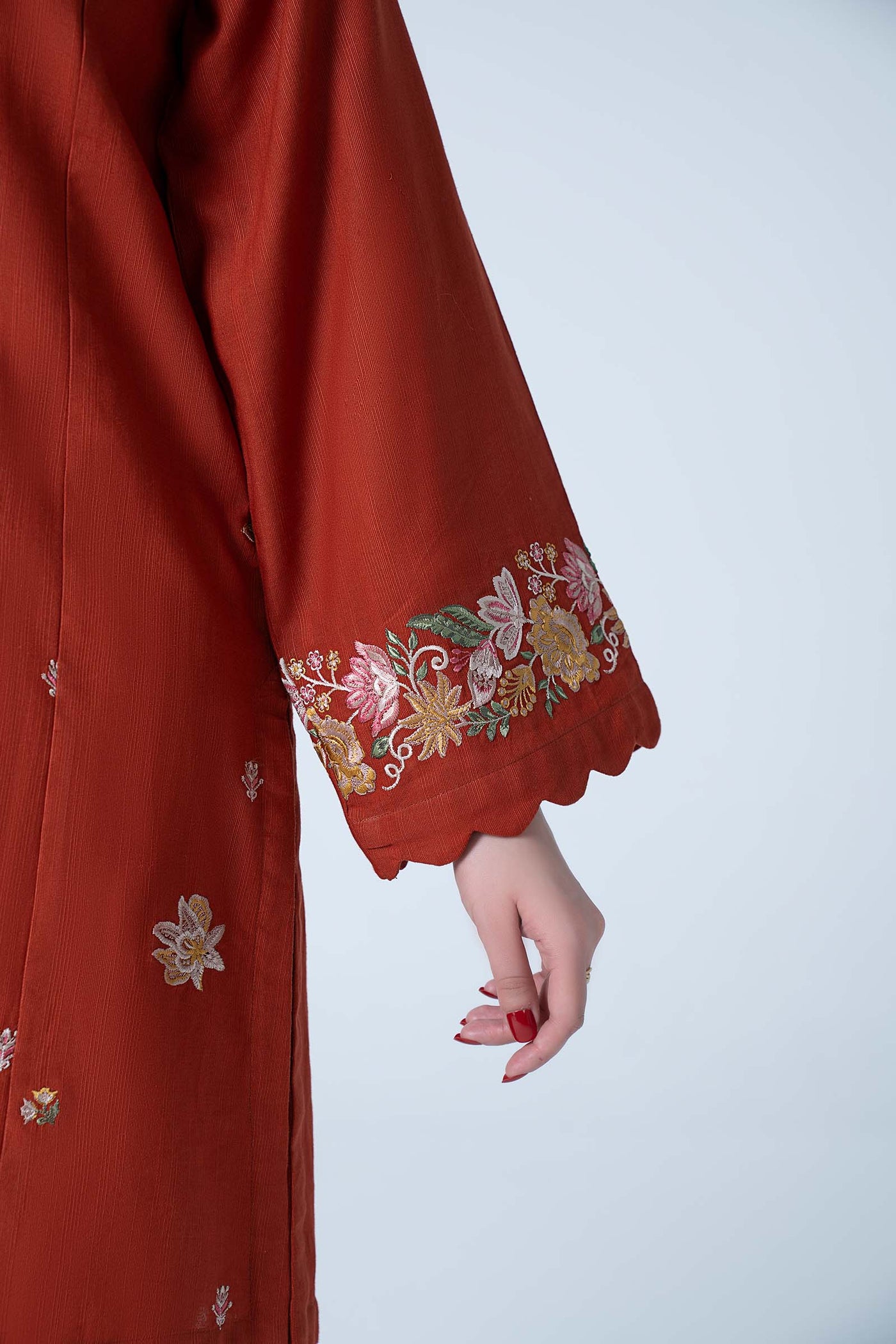 2 Pc Embroidered Slub Khaddar Suit