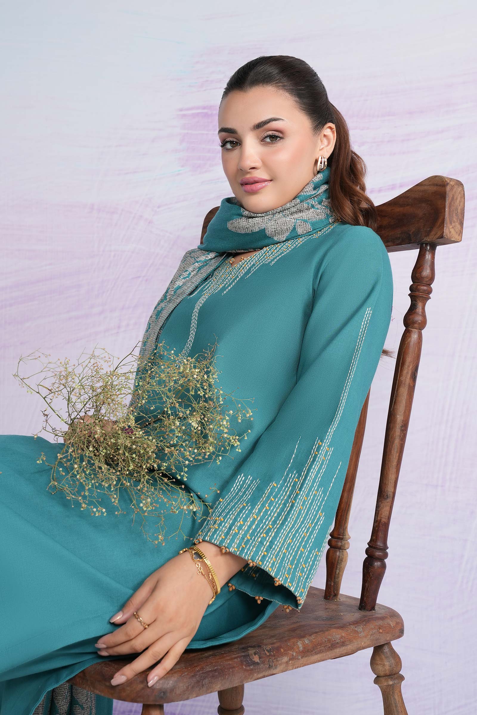 3 Pc Embroidered Crosshatch Suit