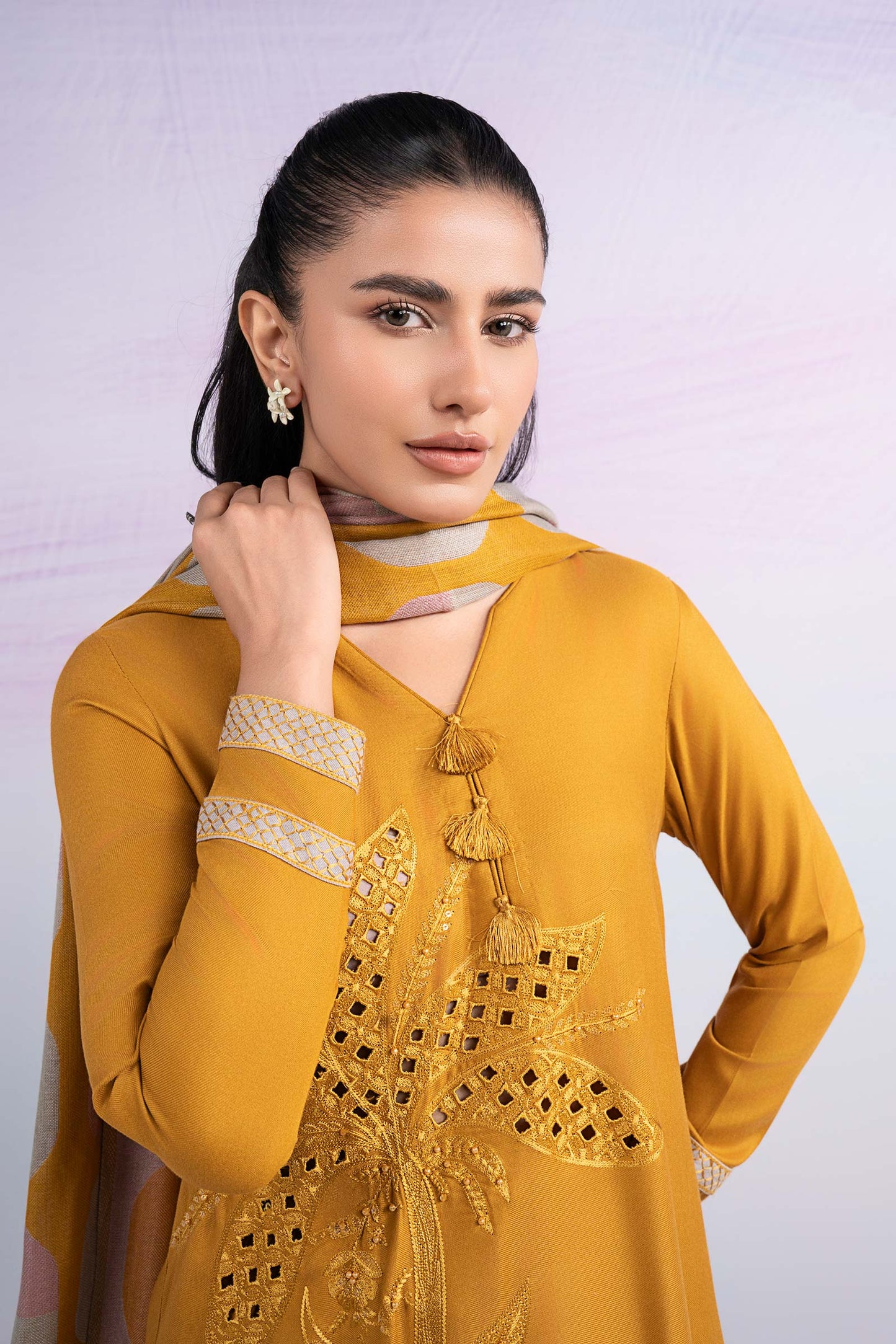 3 Pc Embroidered Twill Suit