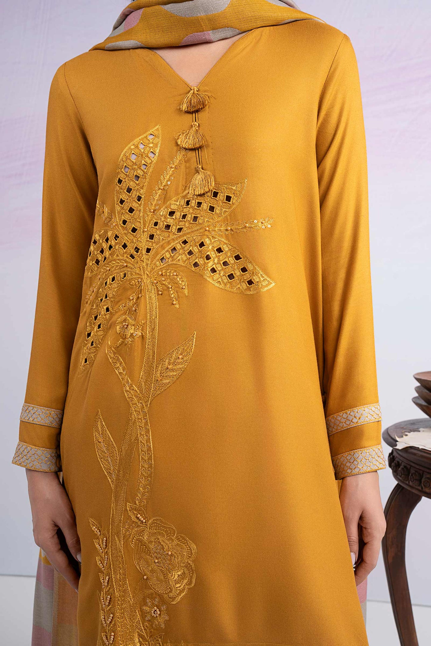 3 Pc Embroidered Twill Suit