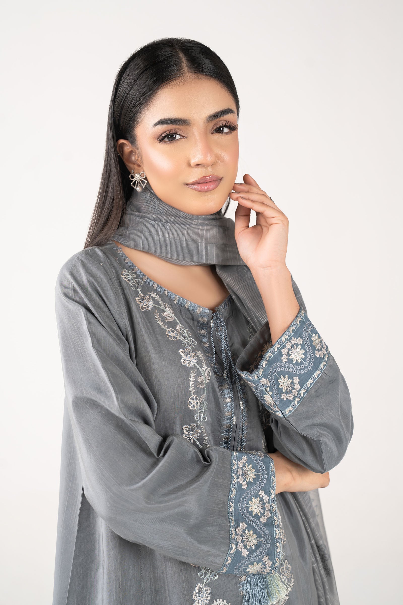 2 Pc Embroidered Cambric Suit