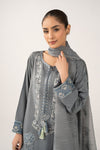 3 Pc Embroidered Shiny Slub Suit