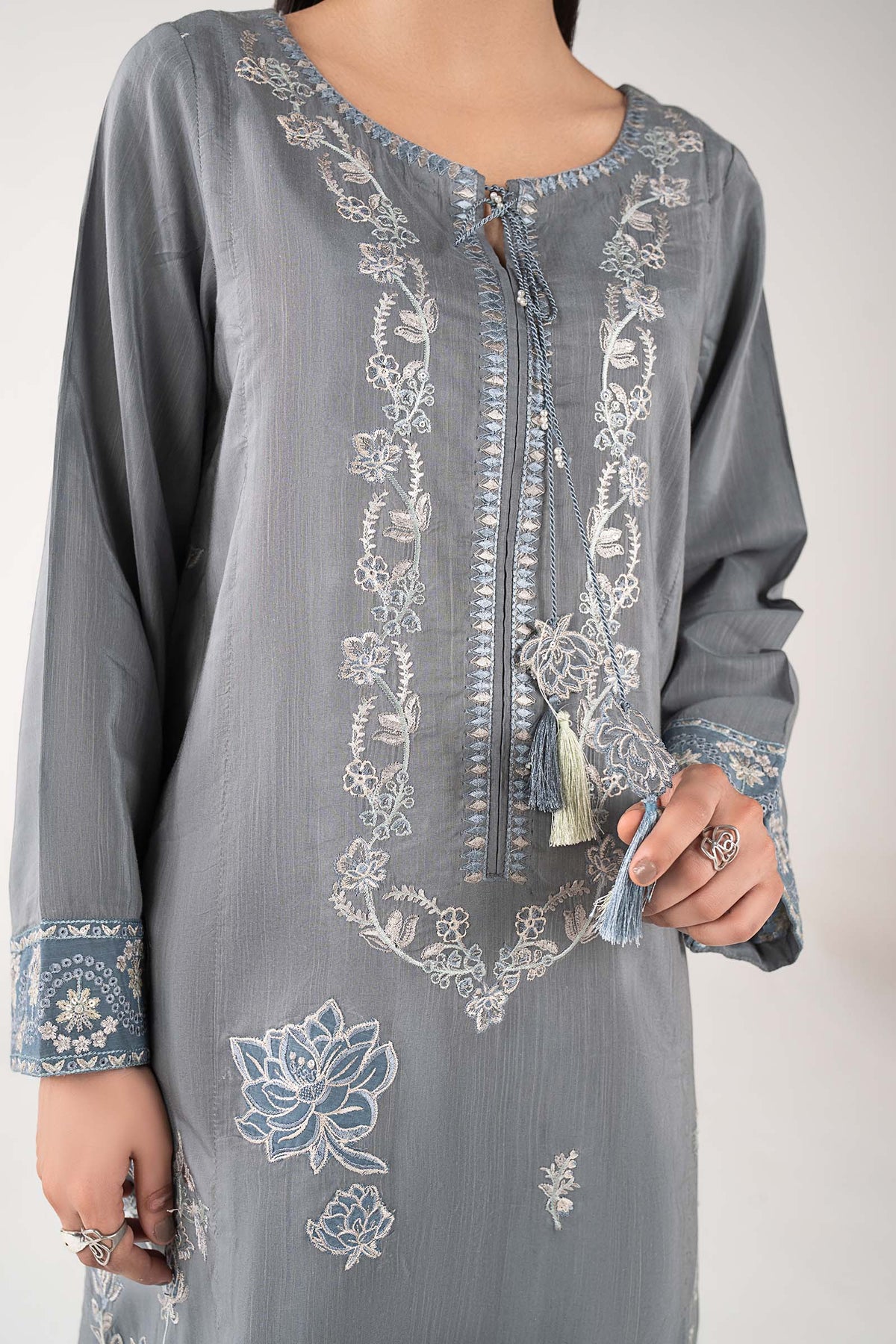 2 Pc Embroidered Cambric Suit