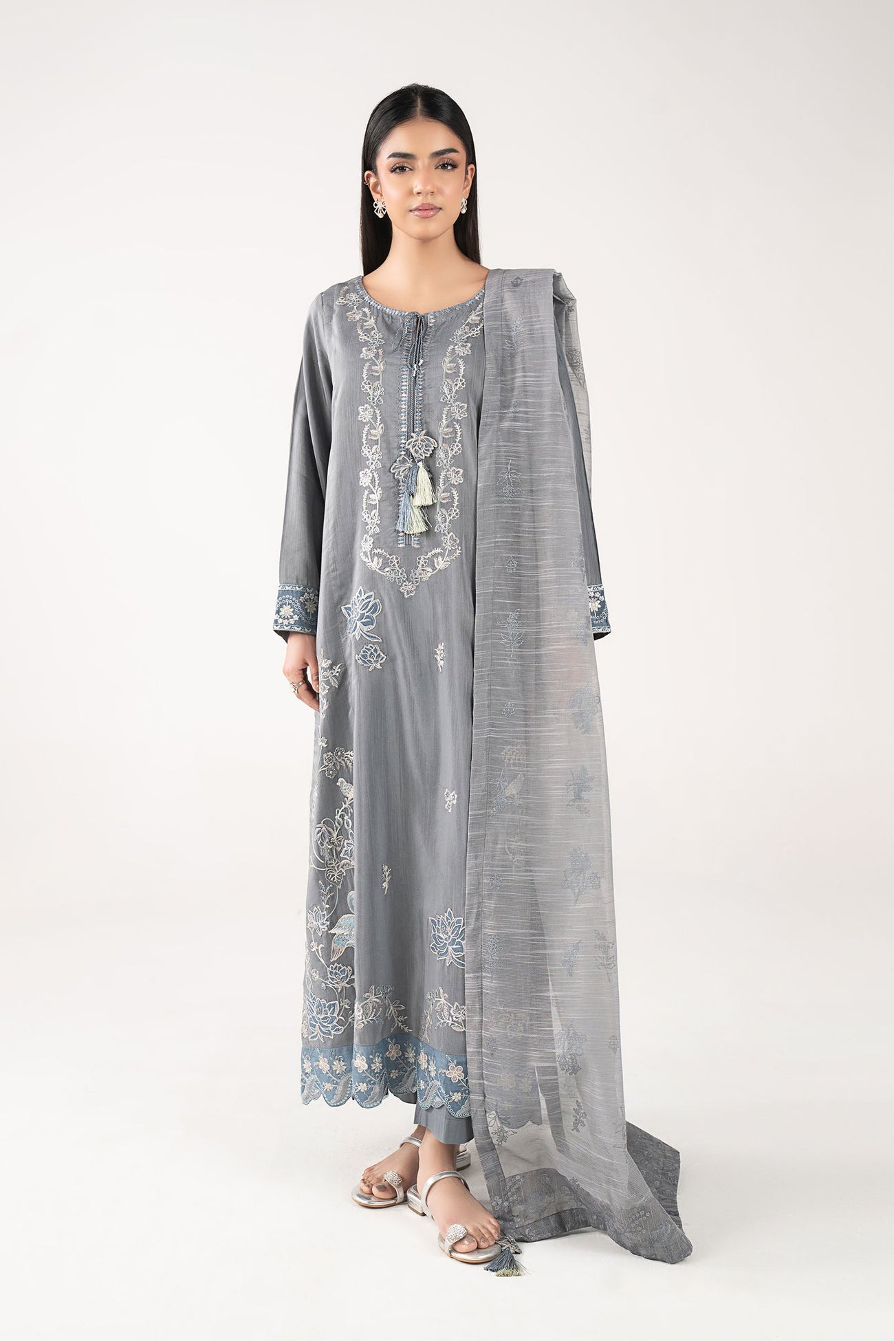 2 Pc Embroidered Cambric Suit