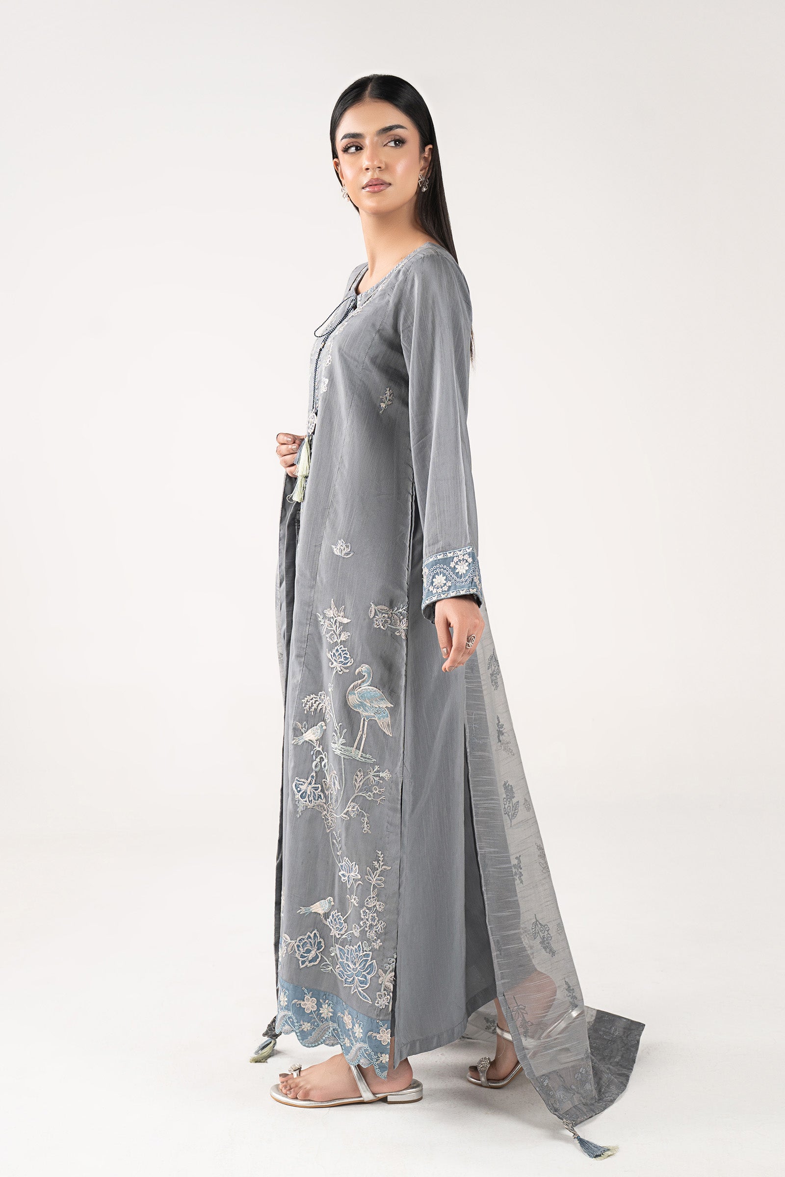 2 Pc Embroidered Cambric Suit