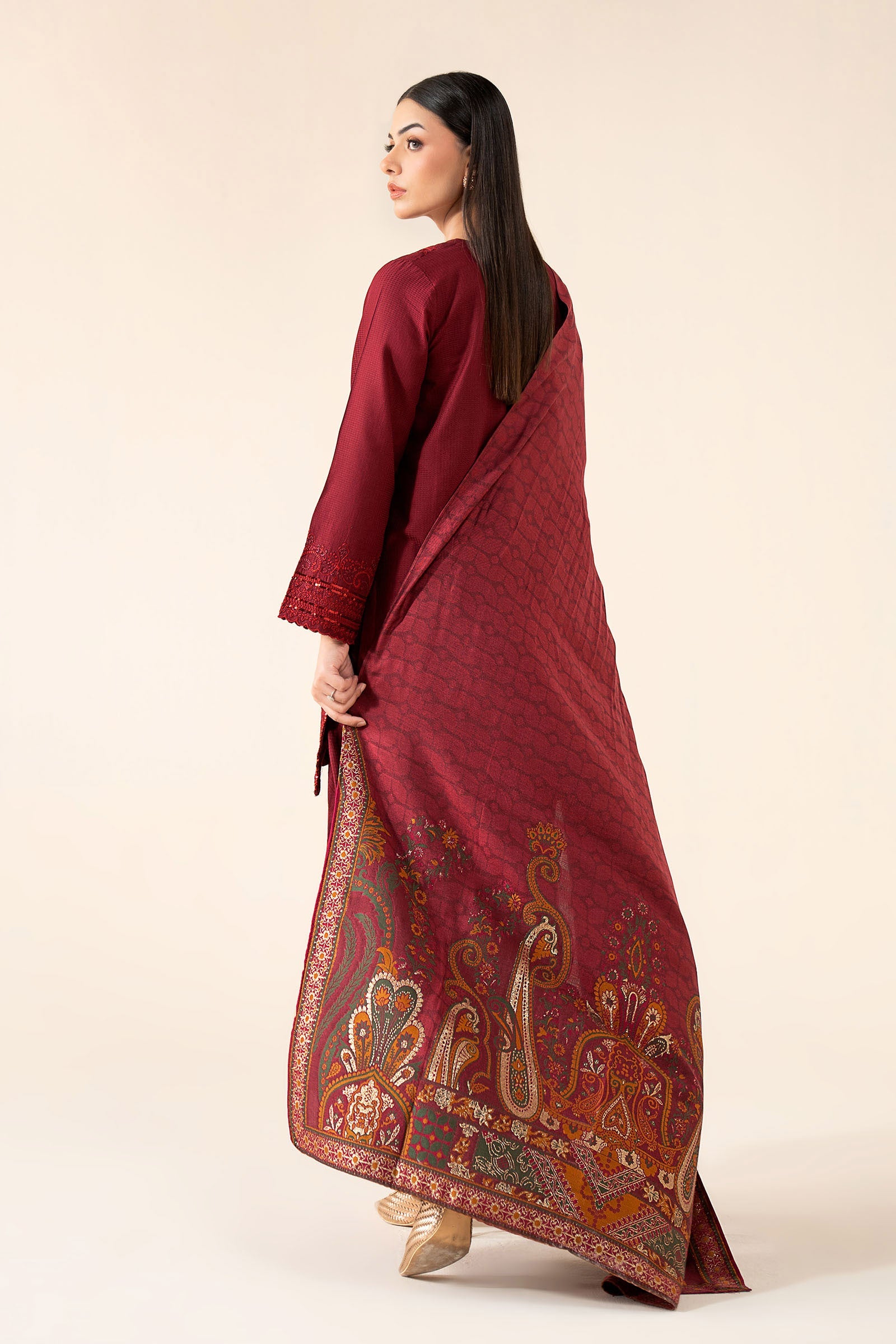 3 Pc Embroidered Dobby Cotton Suit