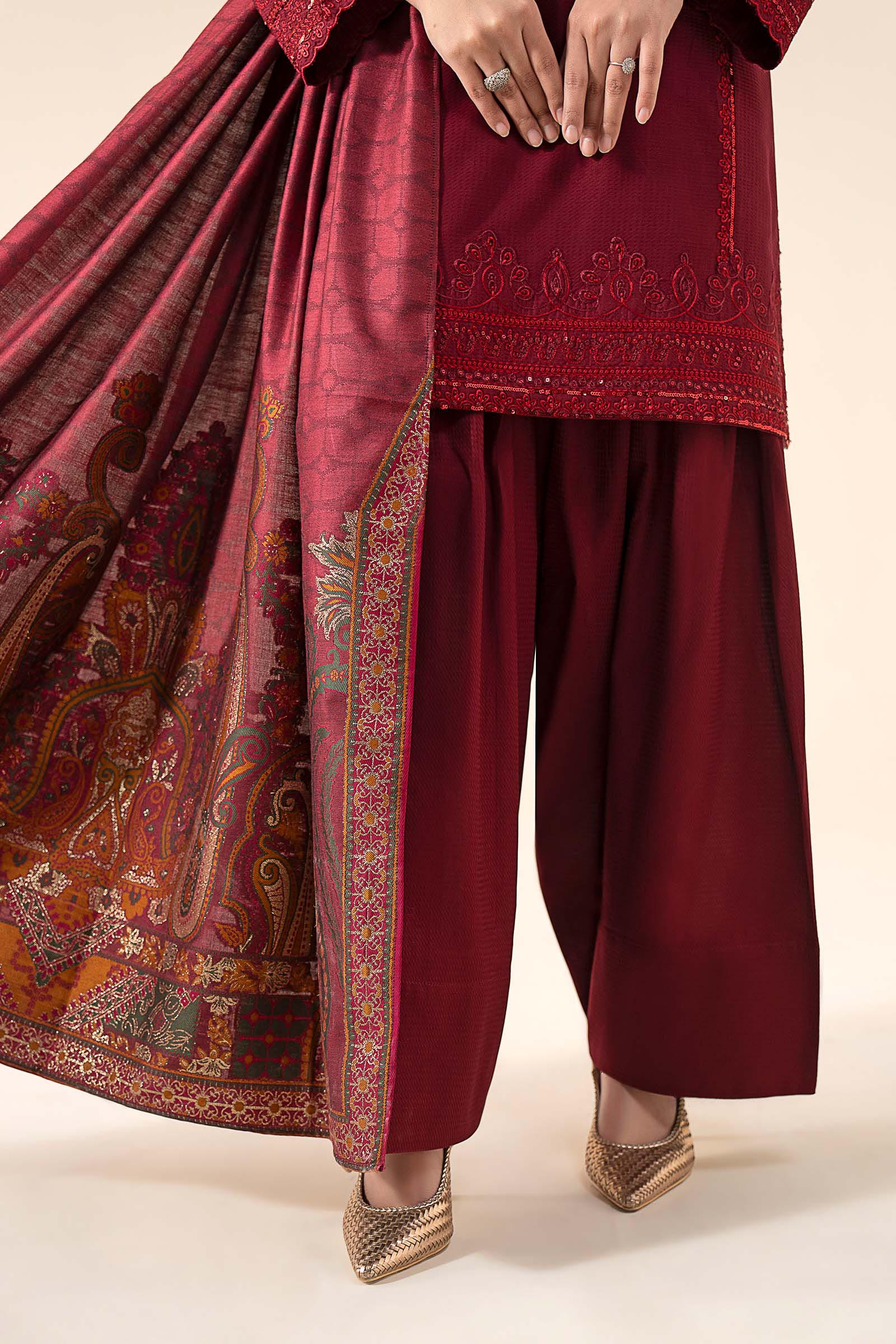 3 Pc Embroidered Dobby Cotton Suit