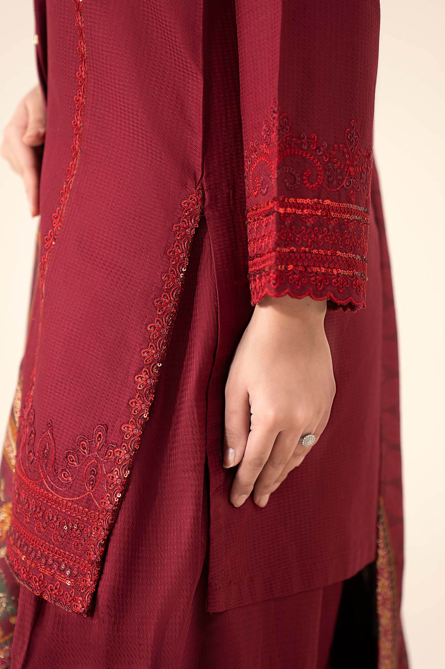 3 Pc Embroidered Dobby Cotton Suit