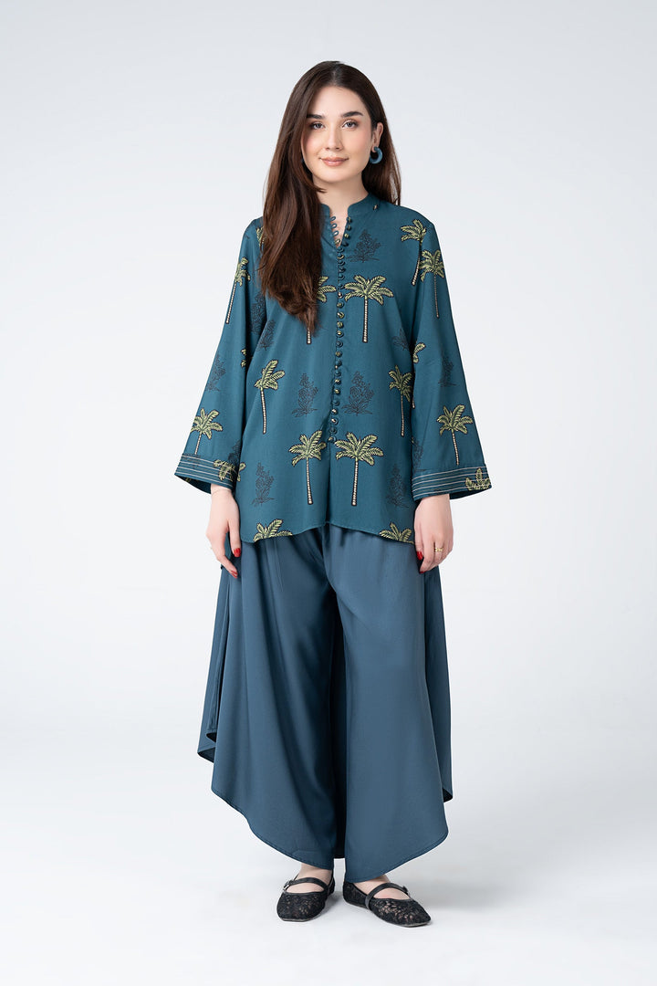 2 Pc Printed Twill Suit All Products MBWC184-ESM-BLU