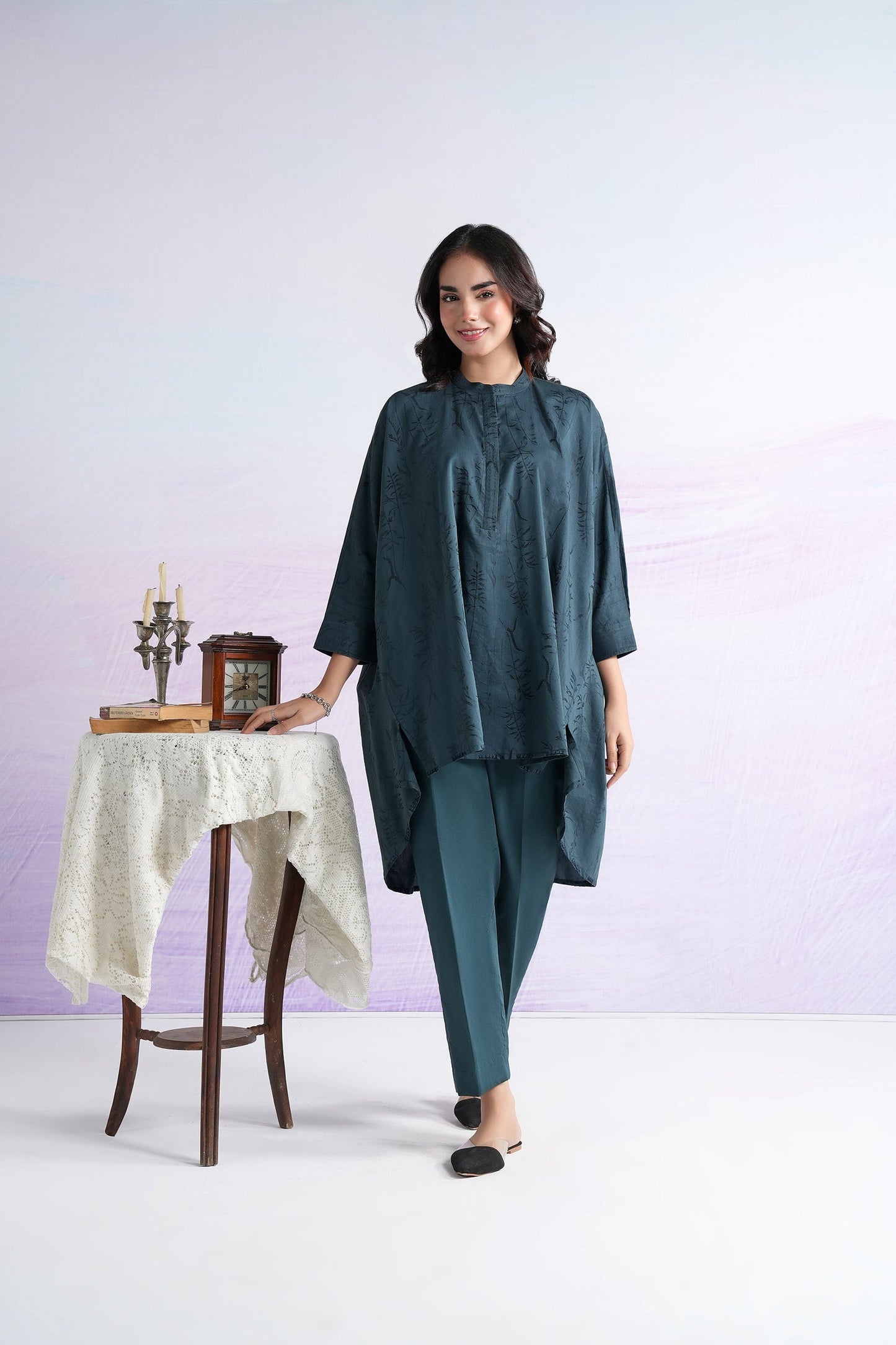 Dyed Self-Jacquard Viscose Shirt