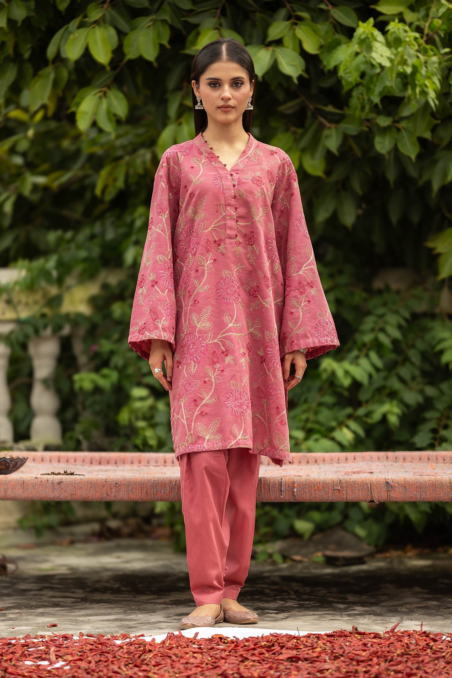 Embroidered Cotton Dobby Shirt