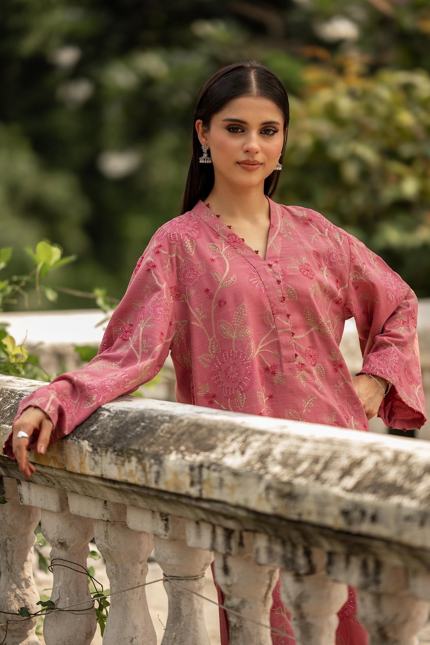 Embroidered Cotton Dobby Shirt