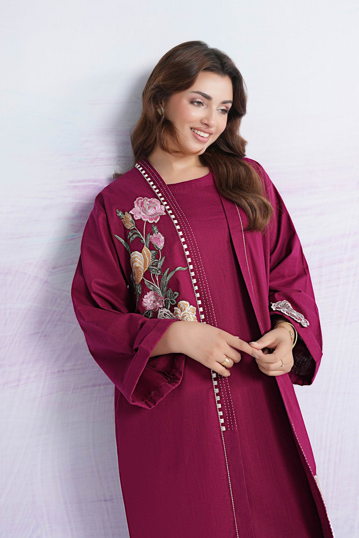 2 Pc Embroidered Crosshatch Suit