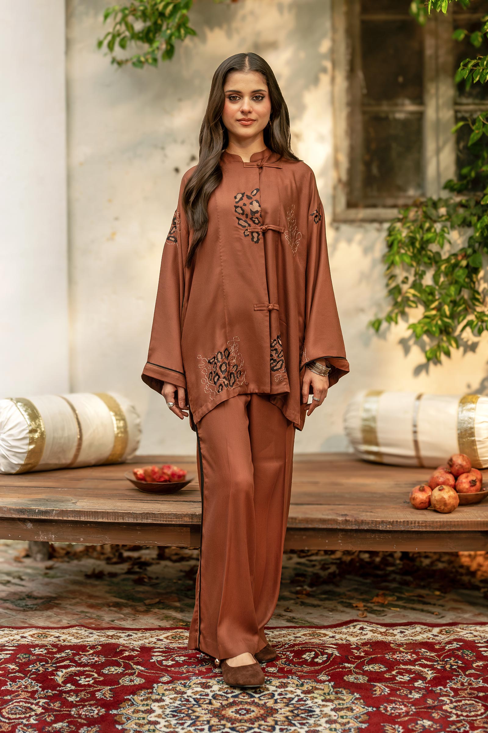 2 Pc Embroidered Twill Suit