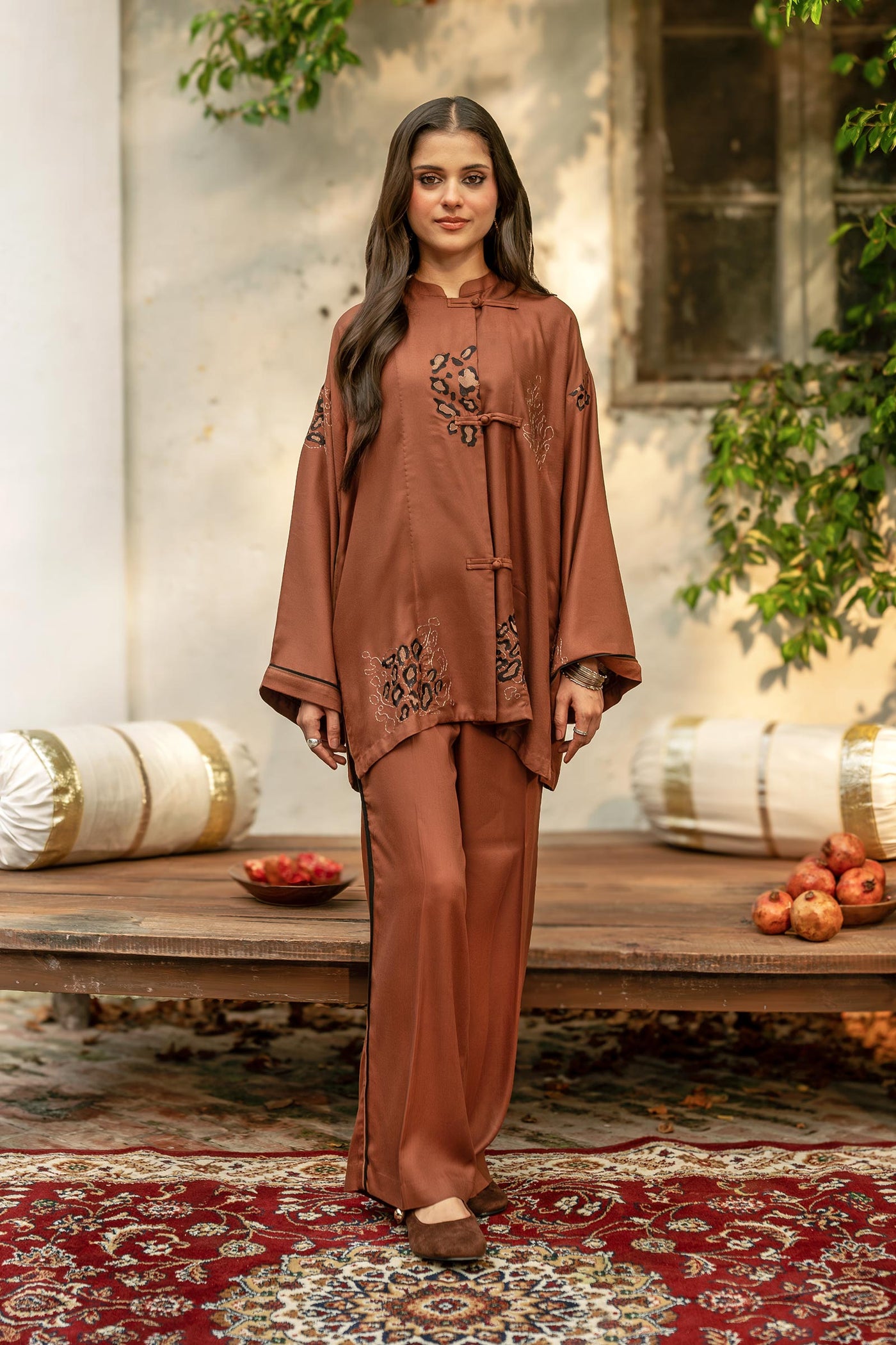 2 Pc Embroidered Twill Suit