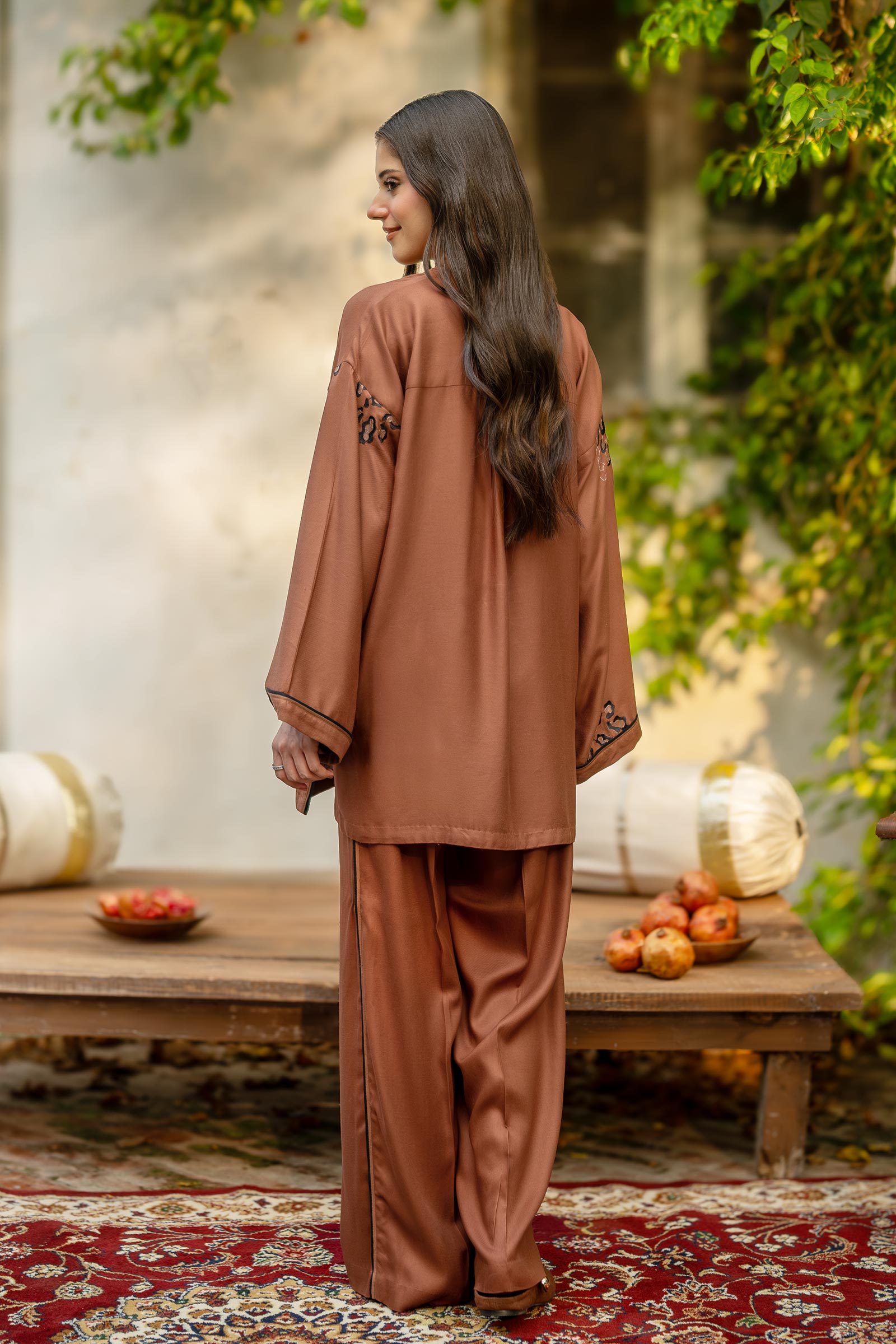2 Pc Embroidered Twill Suit