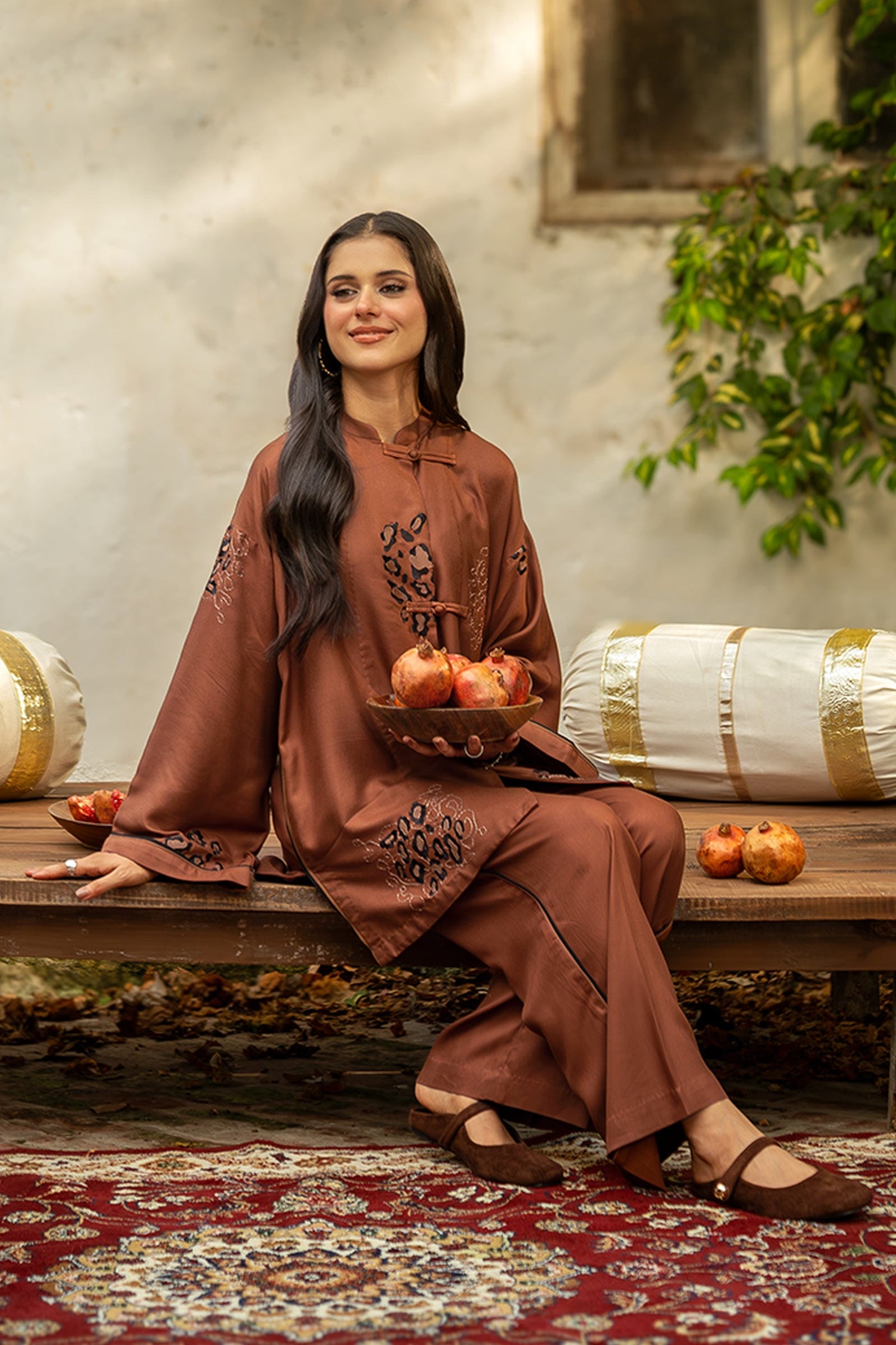 2 Pc Embroidered Twill Suit