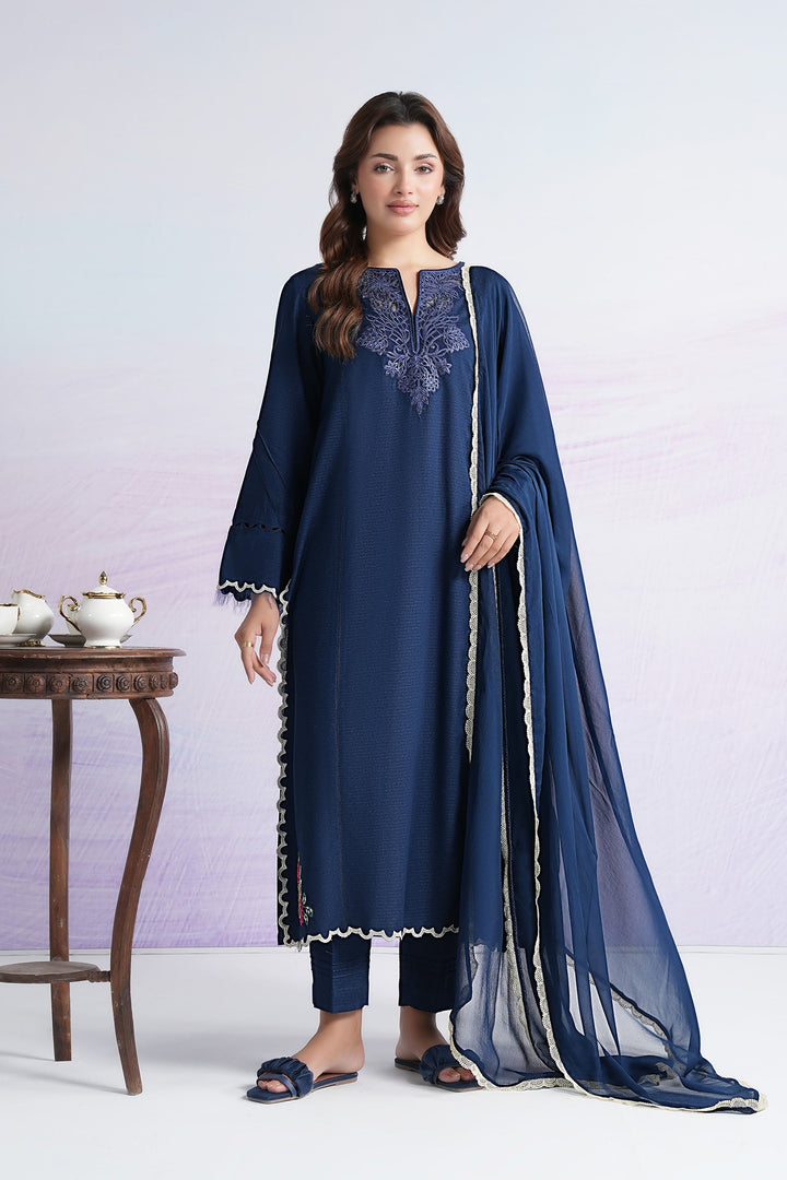 3 Pc Embroidered Rib Karandi Suit All Products MBWC037-ESM-NBU