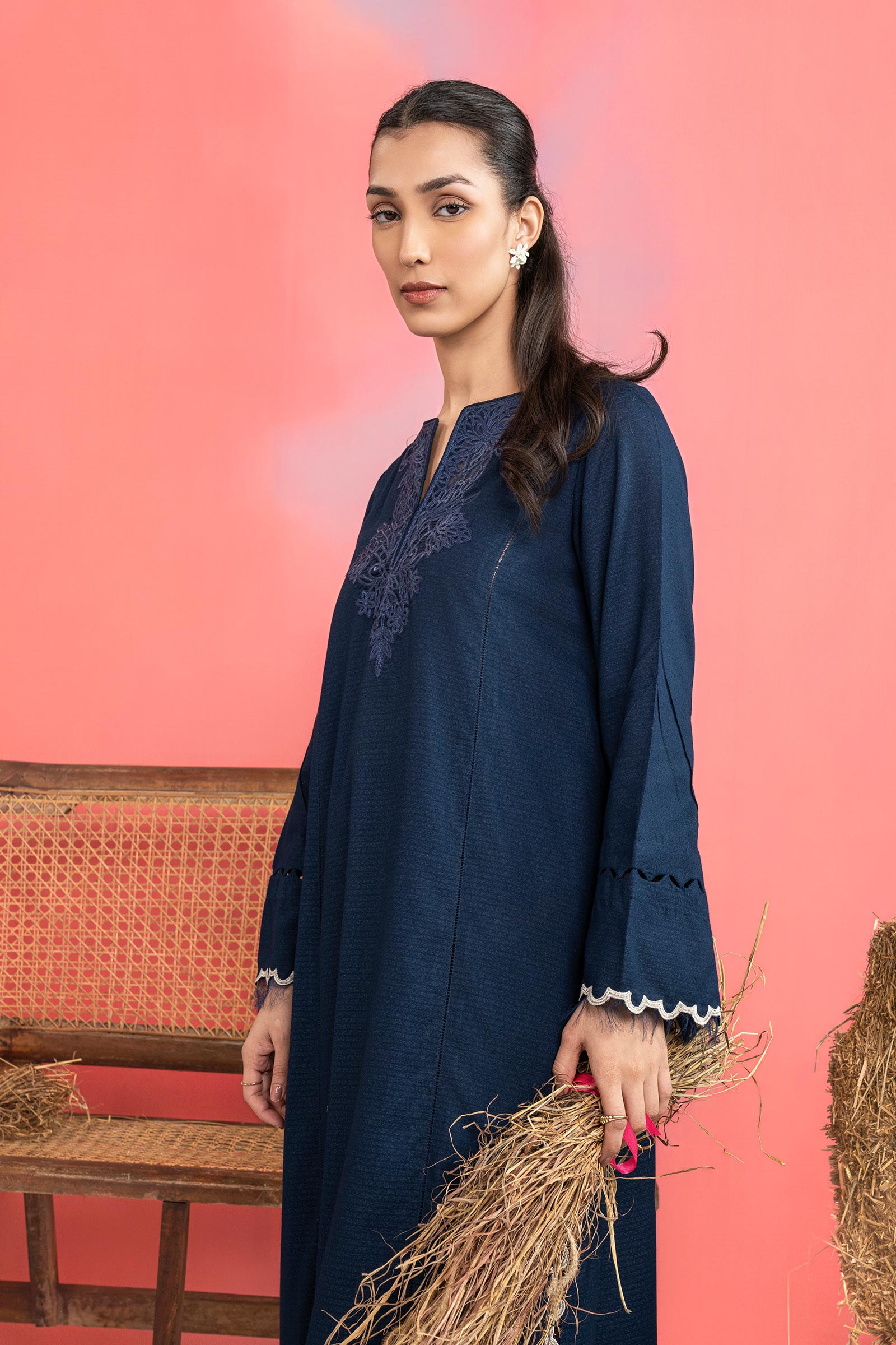 3 Pc Embroidered Rib Karandi Suit