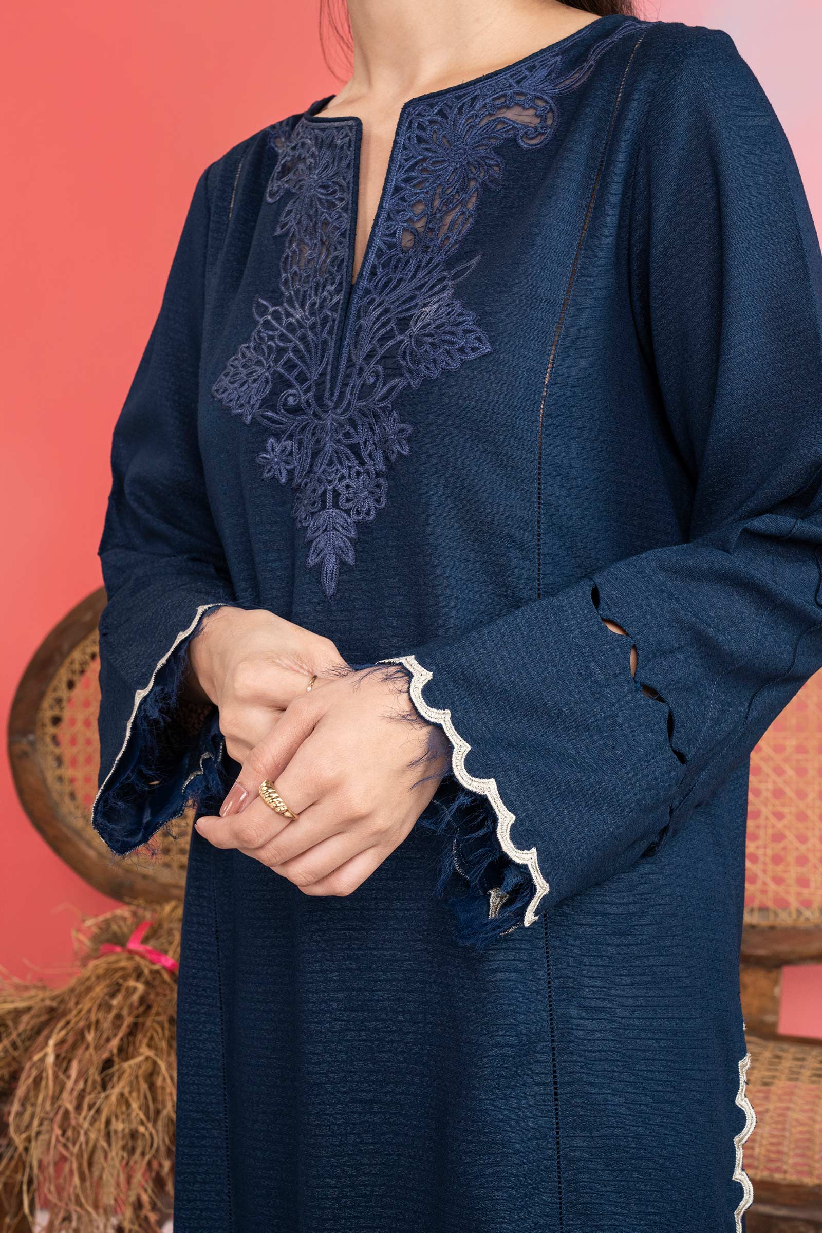 3 Pc Embroidered Rib Karandi Suit