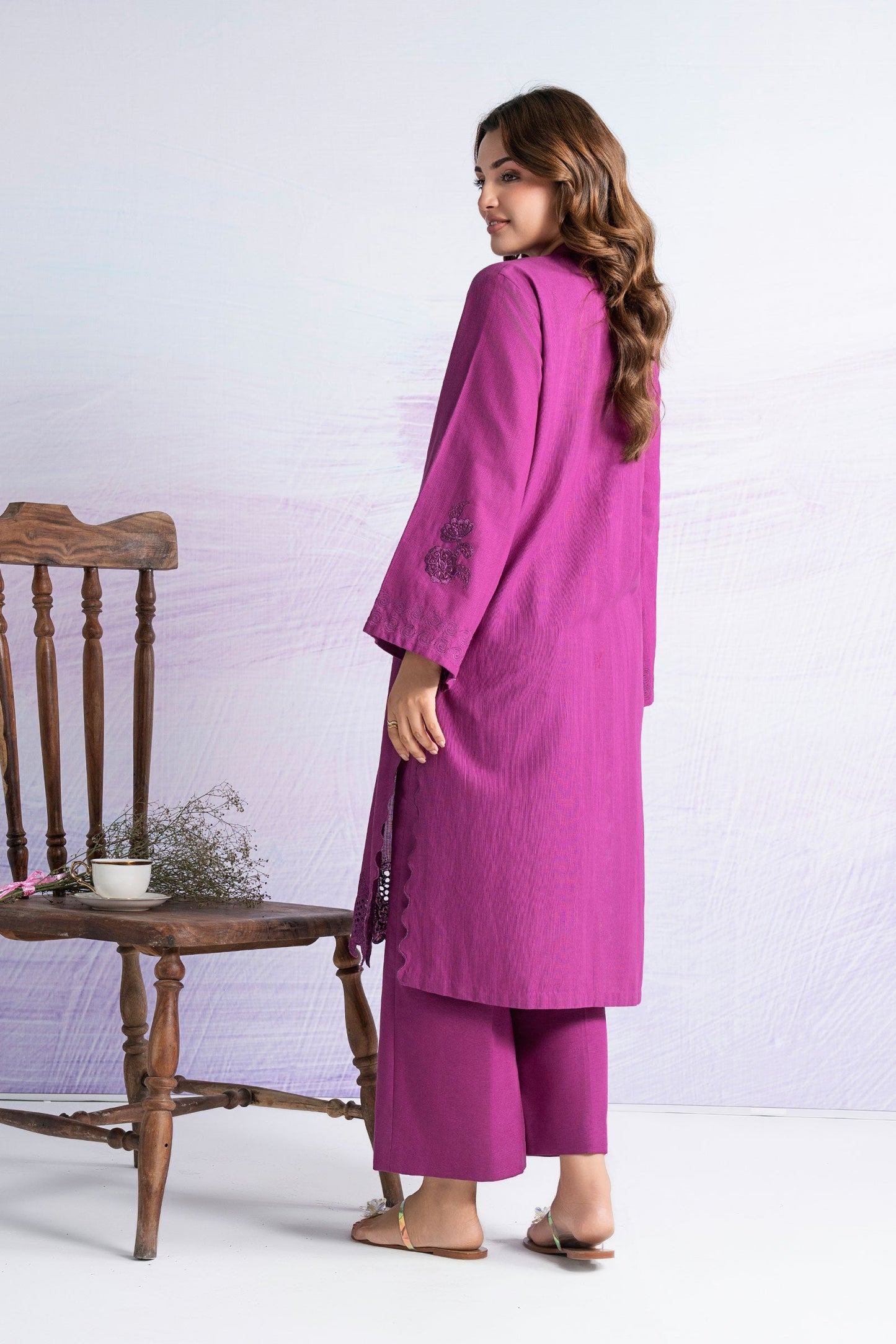 Embroidered Slub Khaddar Shirt
