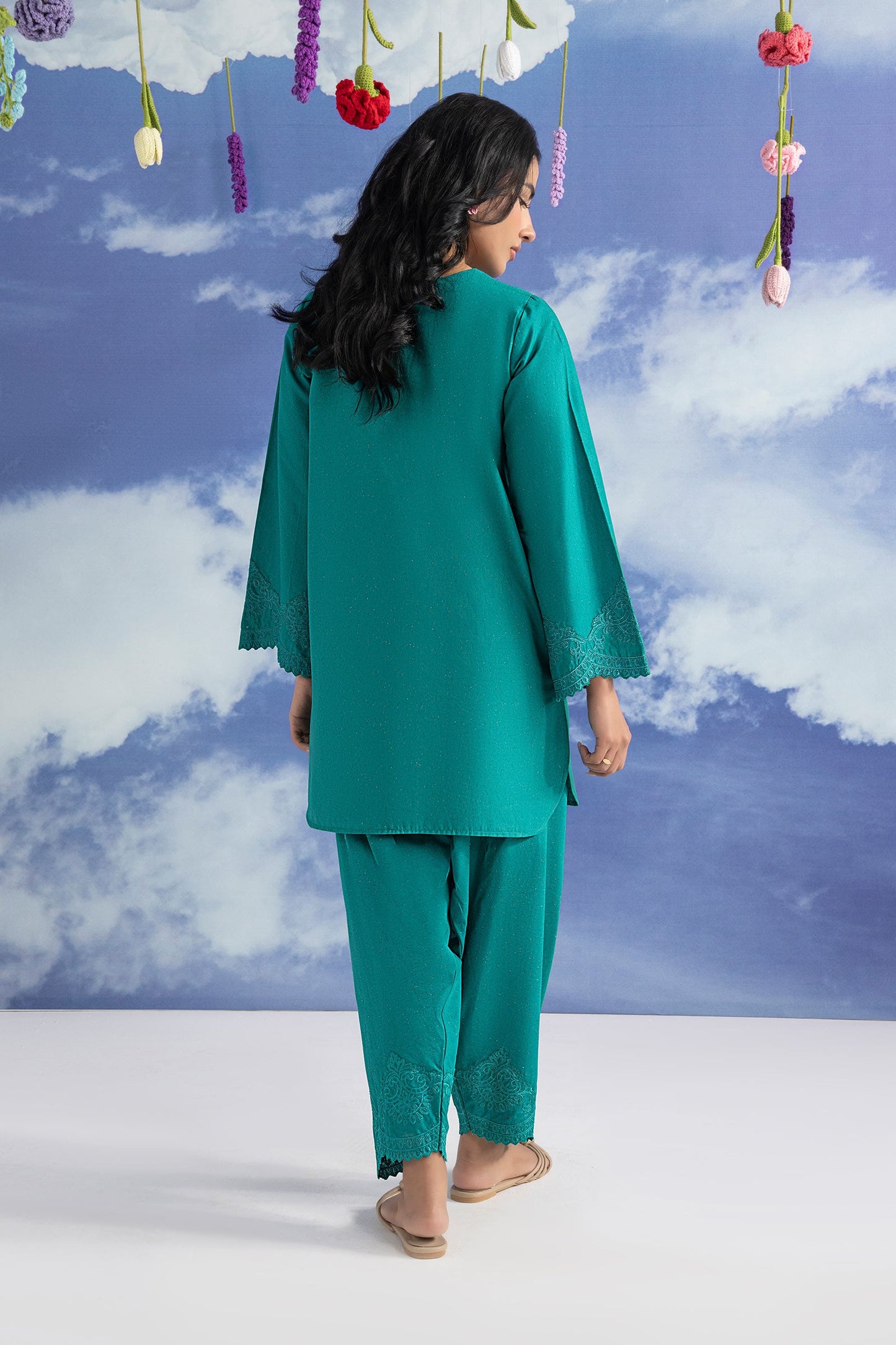 2 Pc Embroidered Tonal Nep Suit