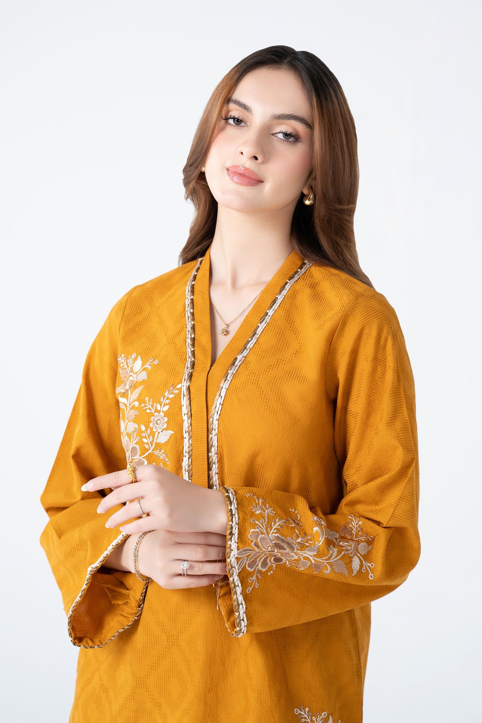 Embroidered Embossed Wavy Texture Shirt
