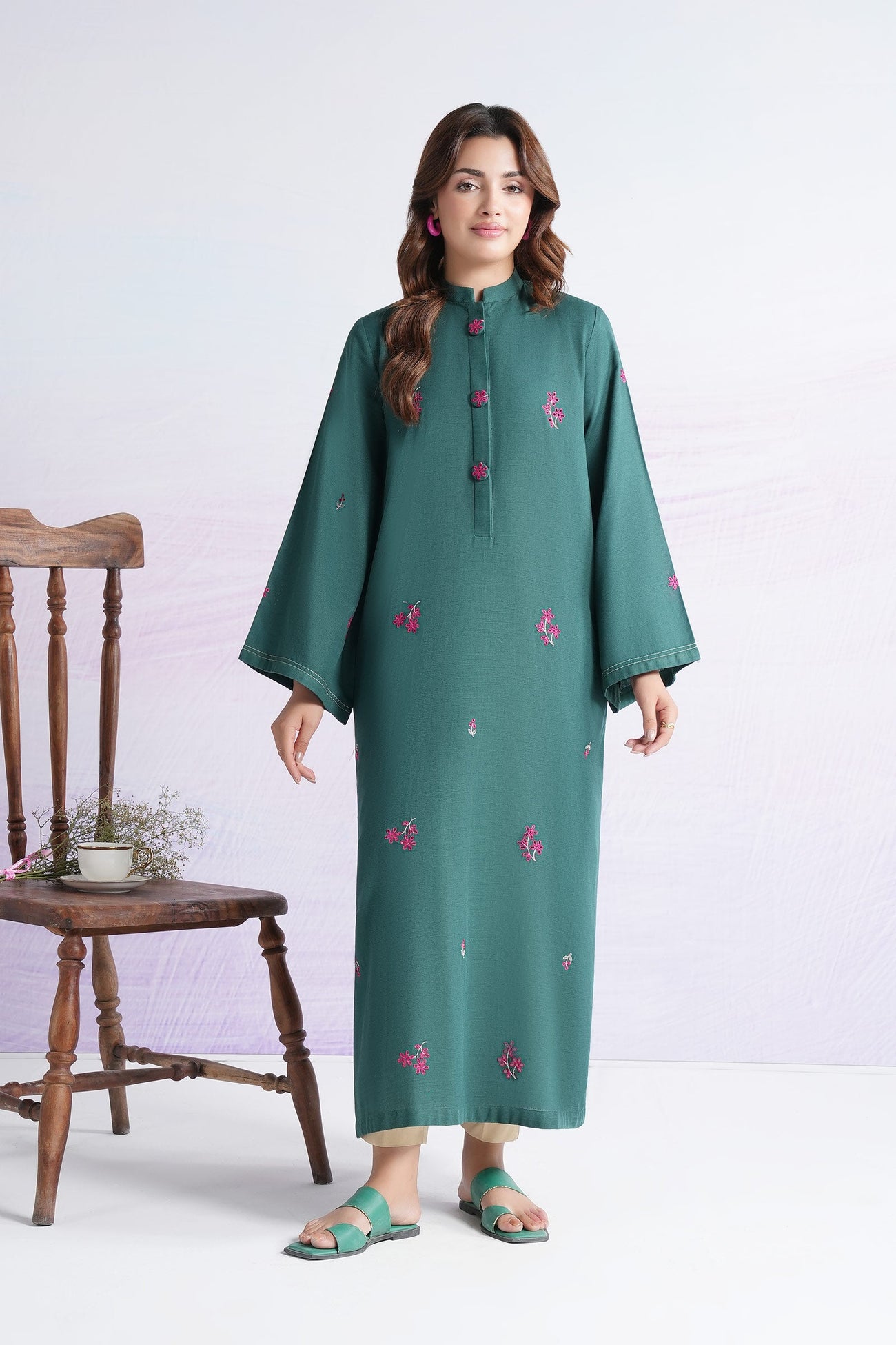 Embroidered Slub Khaddar Shirt