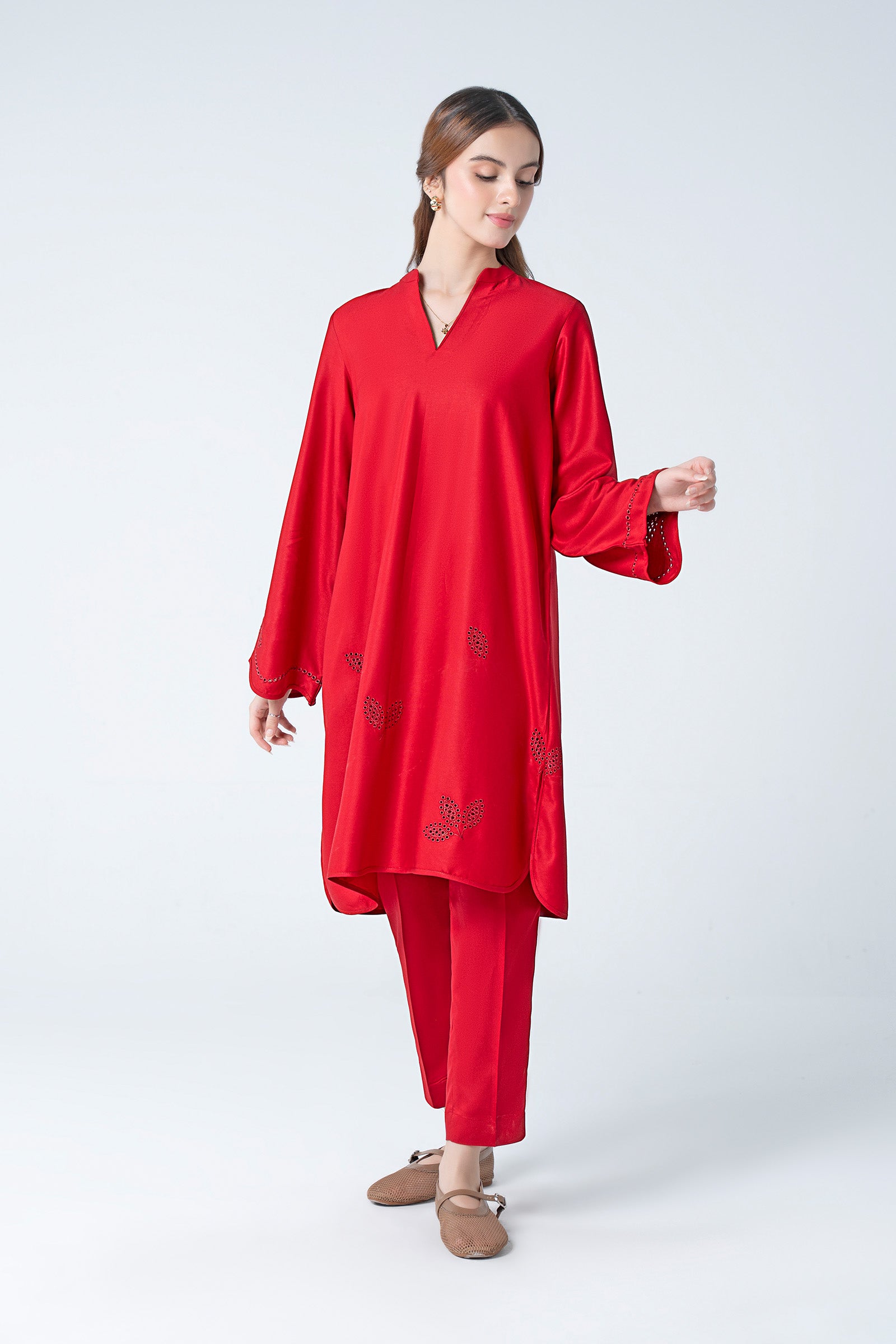 2 Pc Embroidered Twill Suit