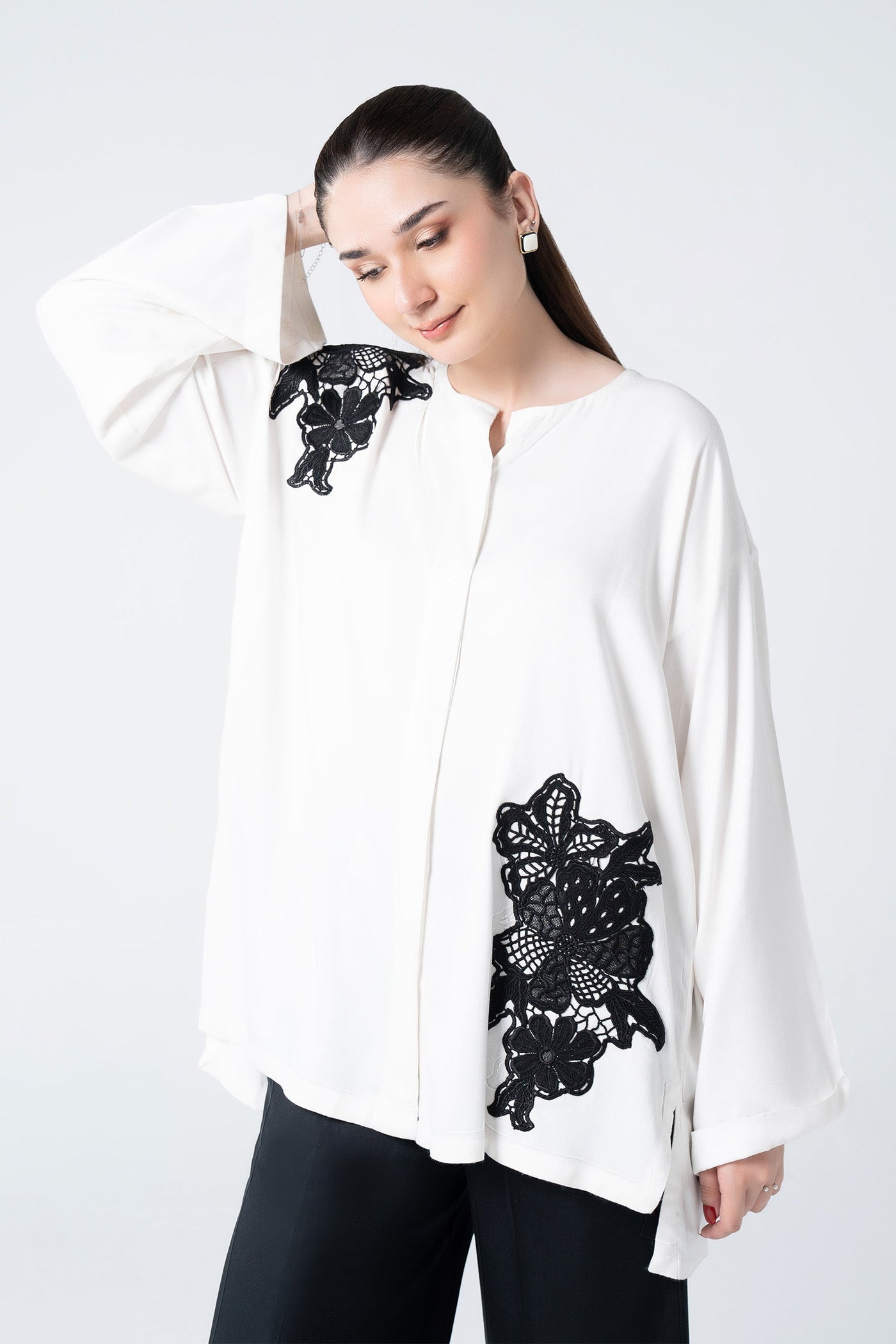 2 Pc Embroidered Herringbone Suit