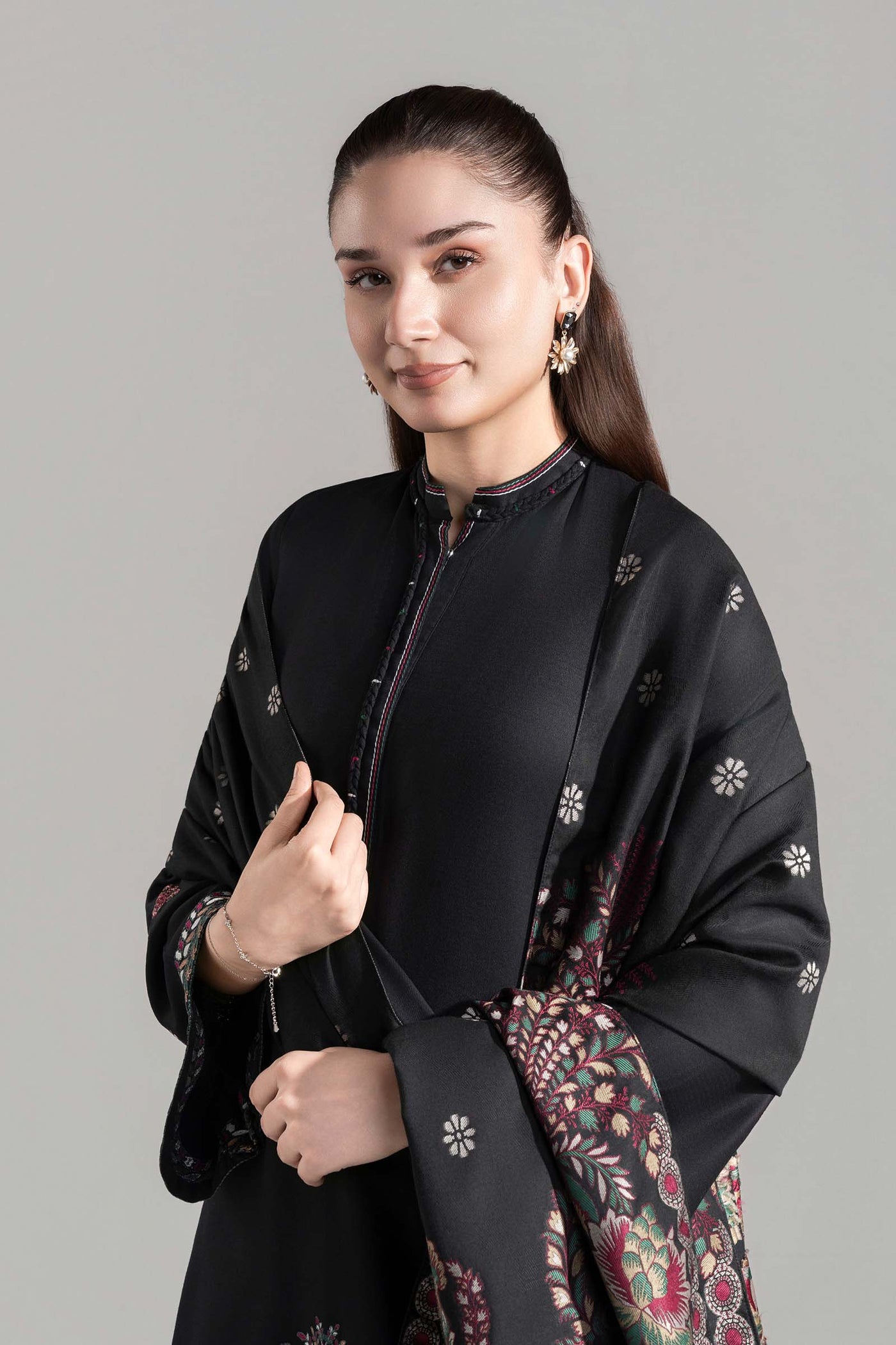 2 Pc Embroidered Herringbone Suit