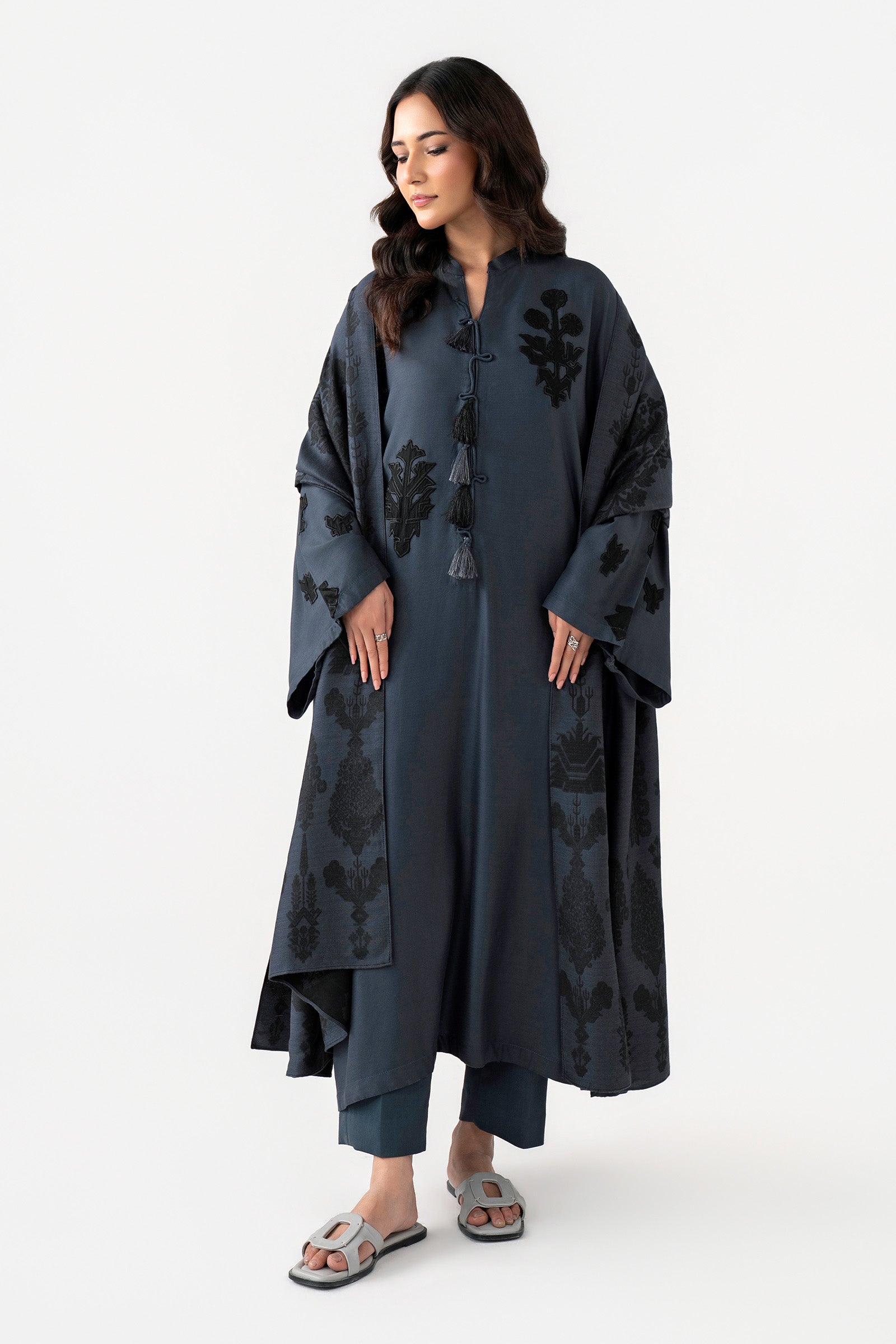 2 Pc Embroidered Herringbone Suit
