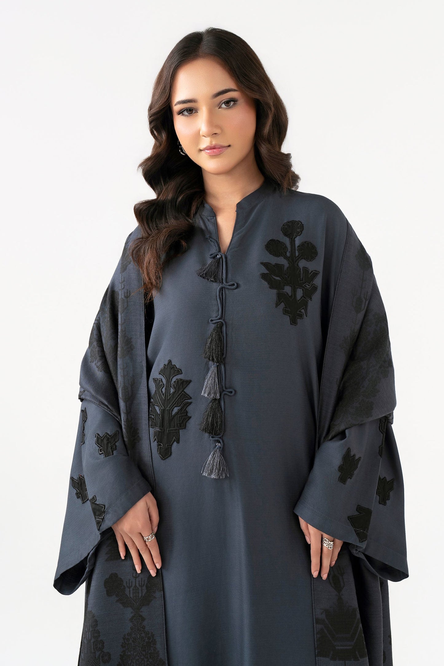 2 Pc Embroidered Herringbone Suit