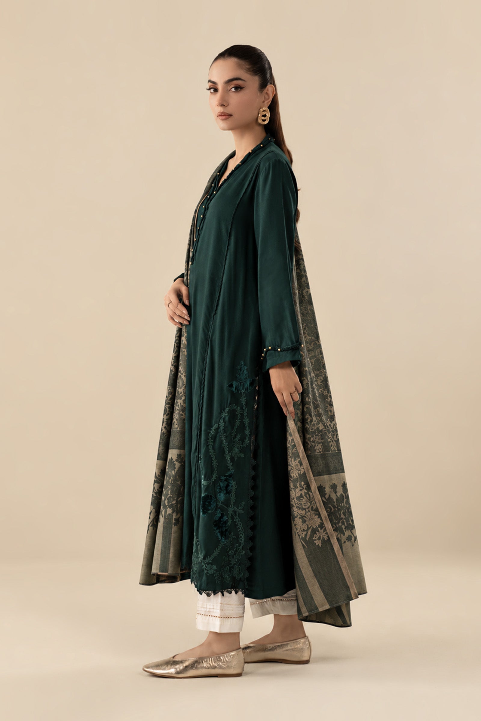 2 Pc Embroidered Herringbone Suit