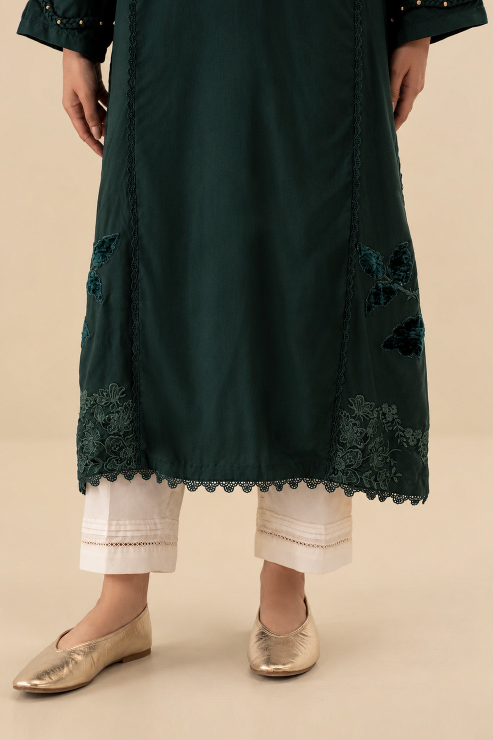 2 Pc Embroidered Herringbone Suit