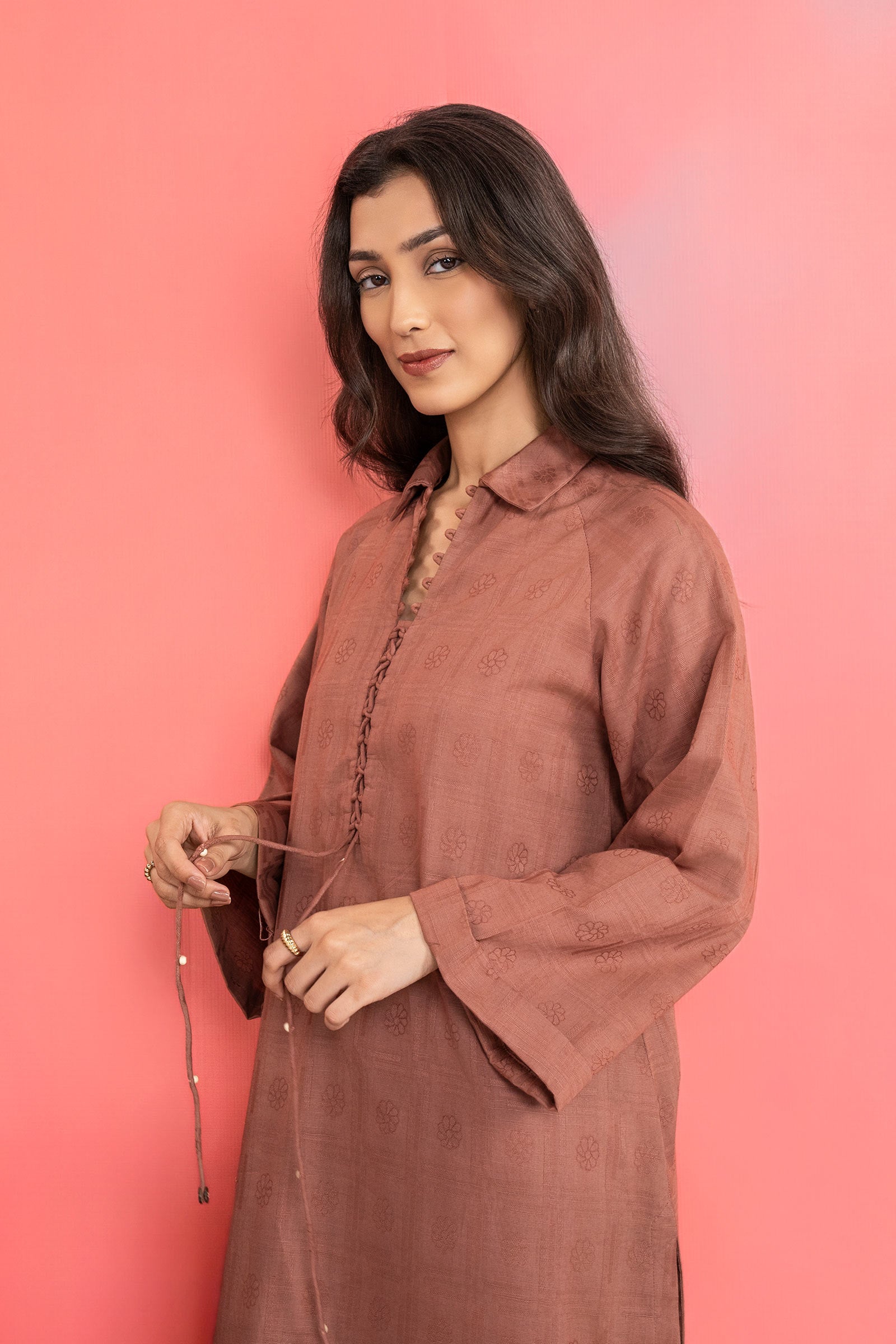2 Pc Dyed Khaddar Jacquard Suit