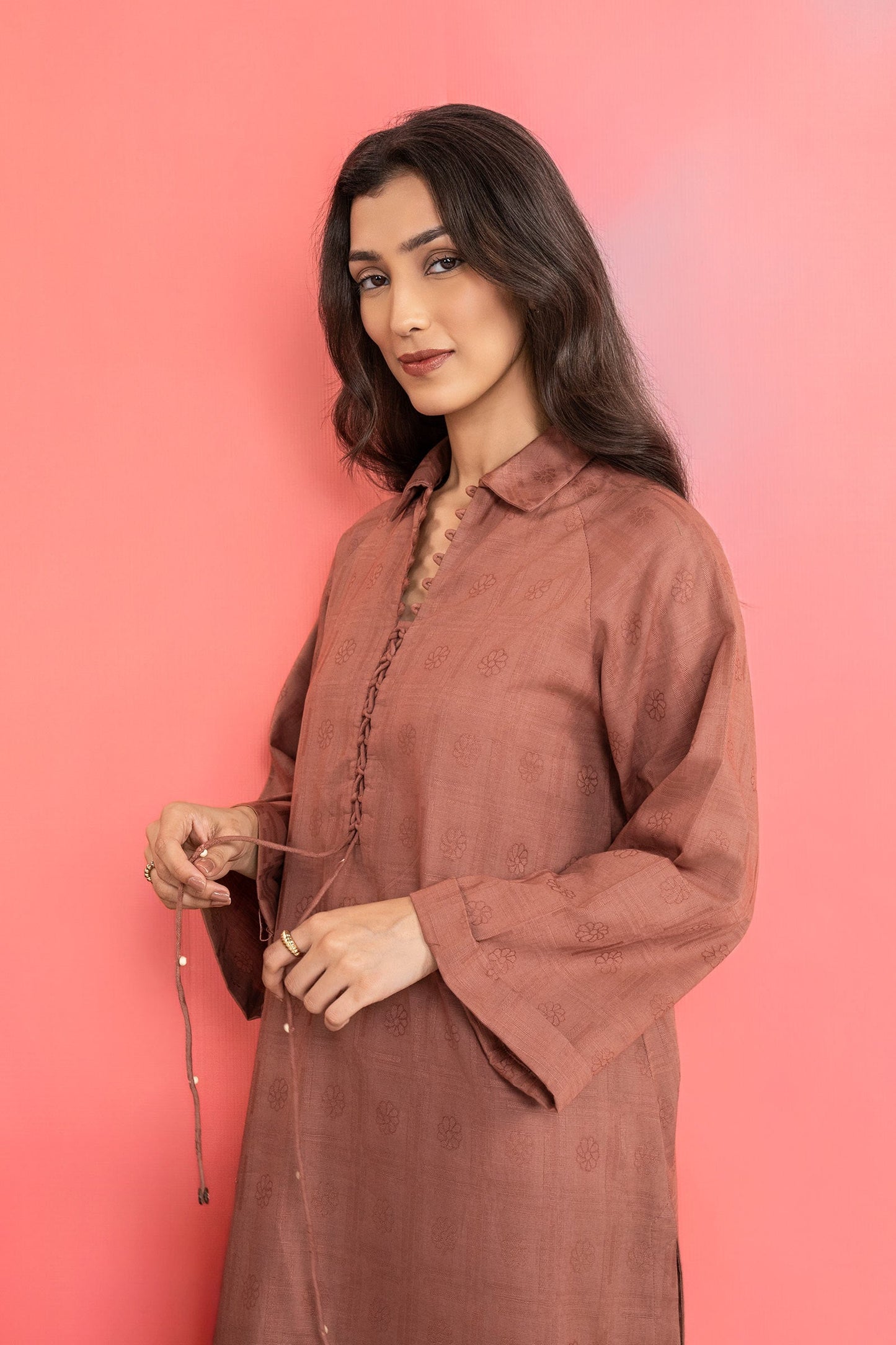 2 Pc Dyed Khaddar Jacquard Suit