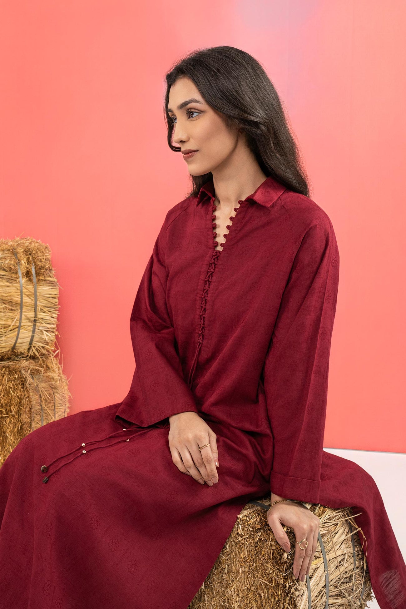 2 Pc Dyed Khaddar Jacquard Suit