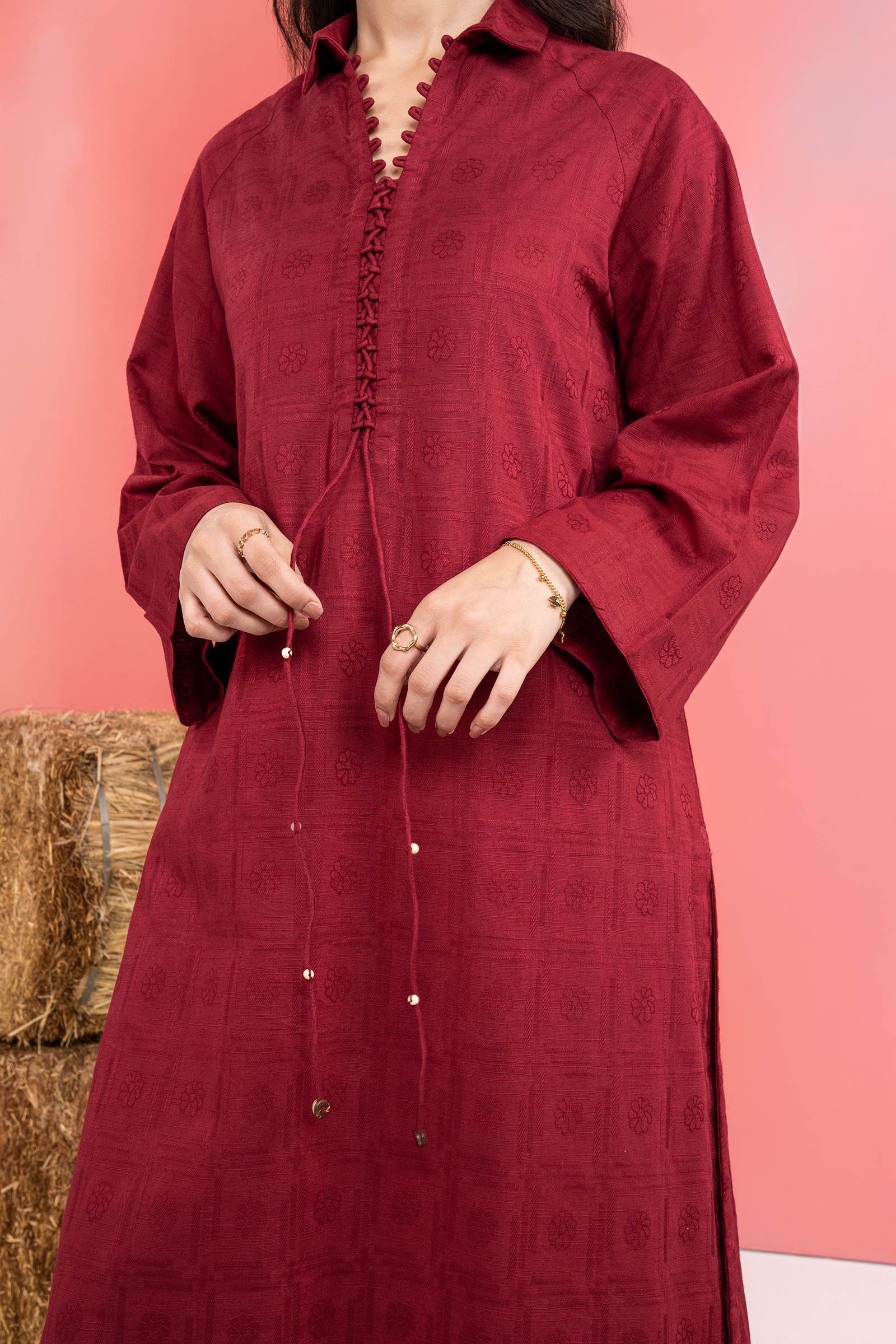 2 Pc Dyed Khaddar Jacquard Suit