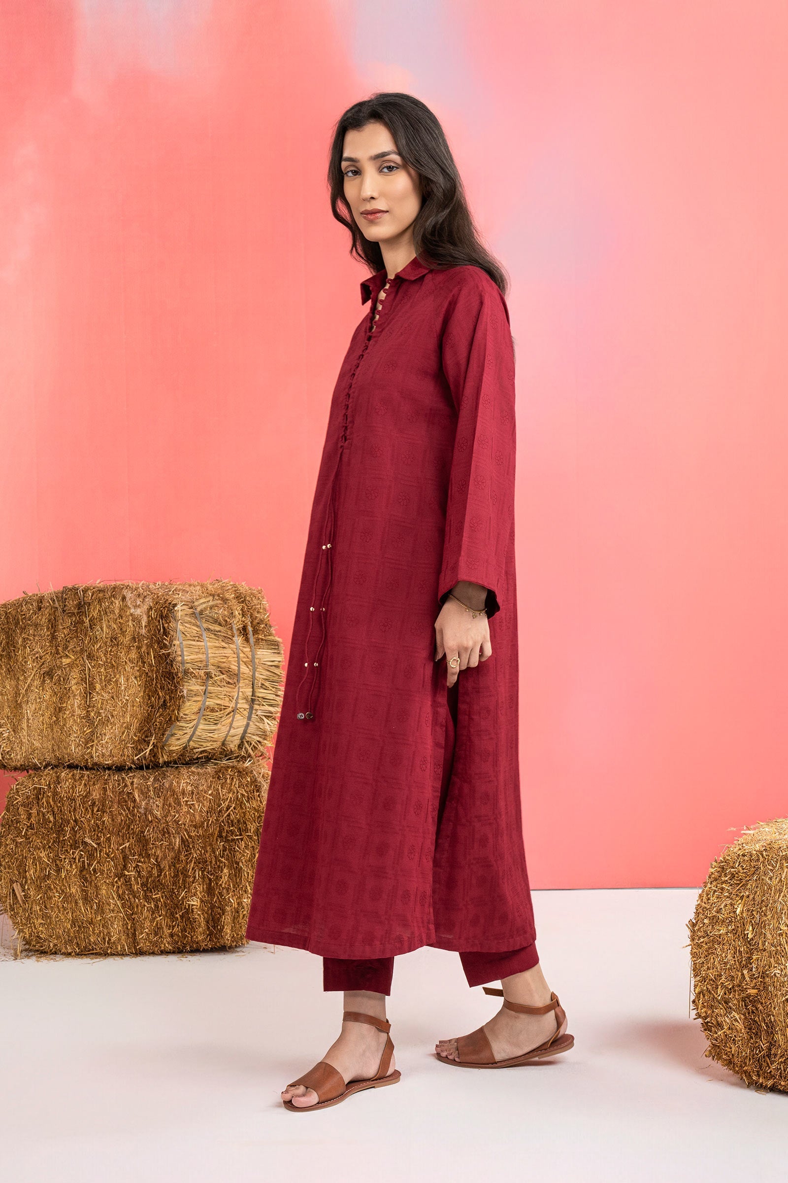 2 Pc Dyed Khaddar Jacquard Suit