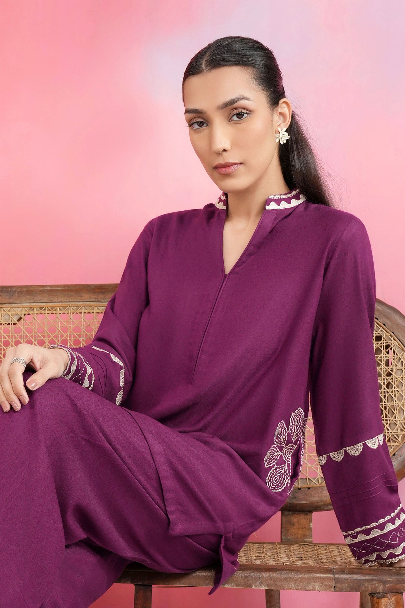 2 Pc Embroidered Alpine Wool Suit