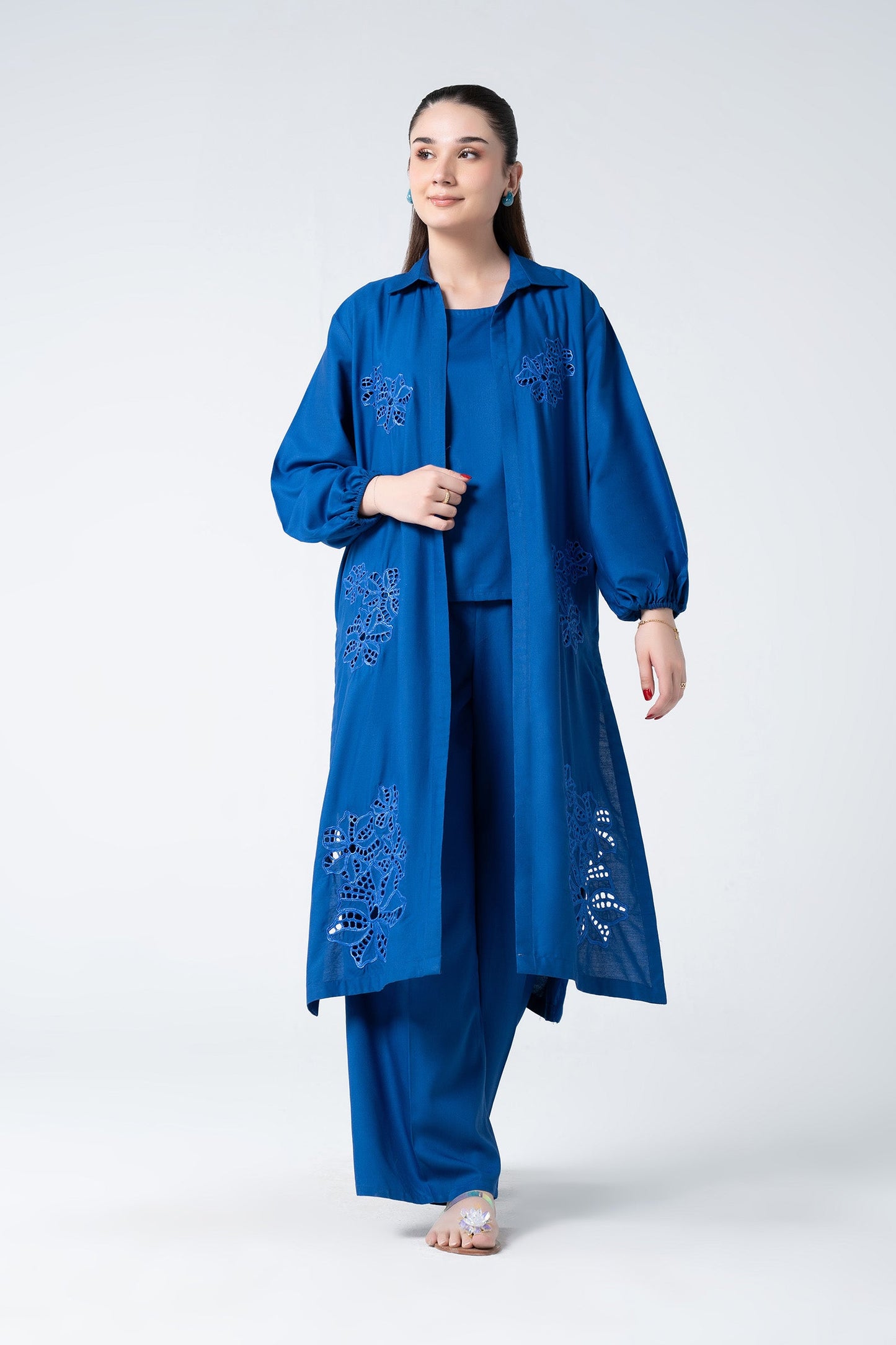 3 Pc Embroidered Linen Suit