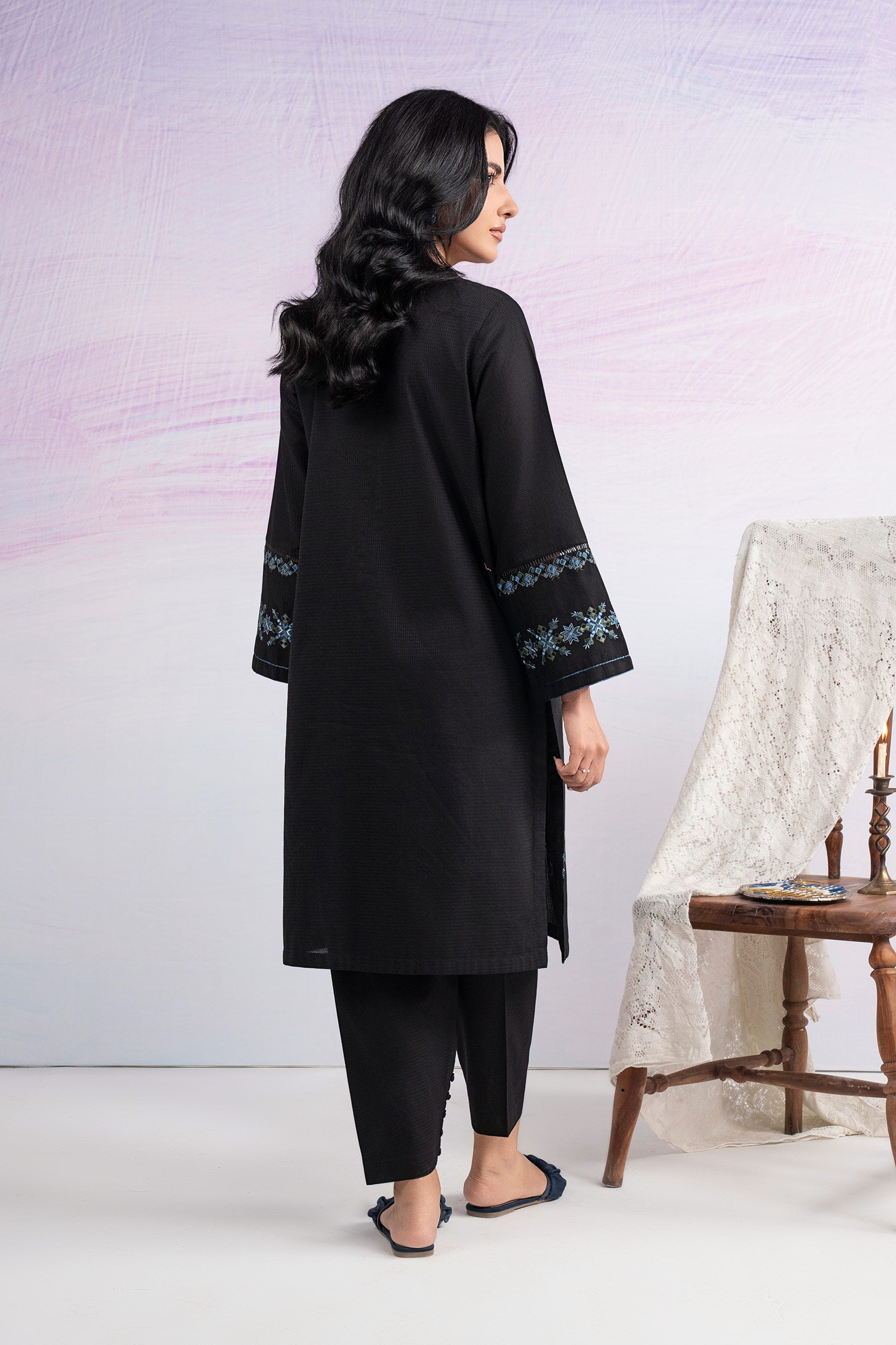 2 Pc Embroidered Dobby Cotton Suit