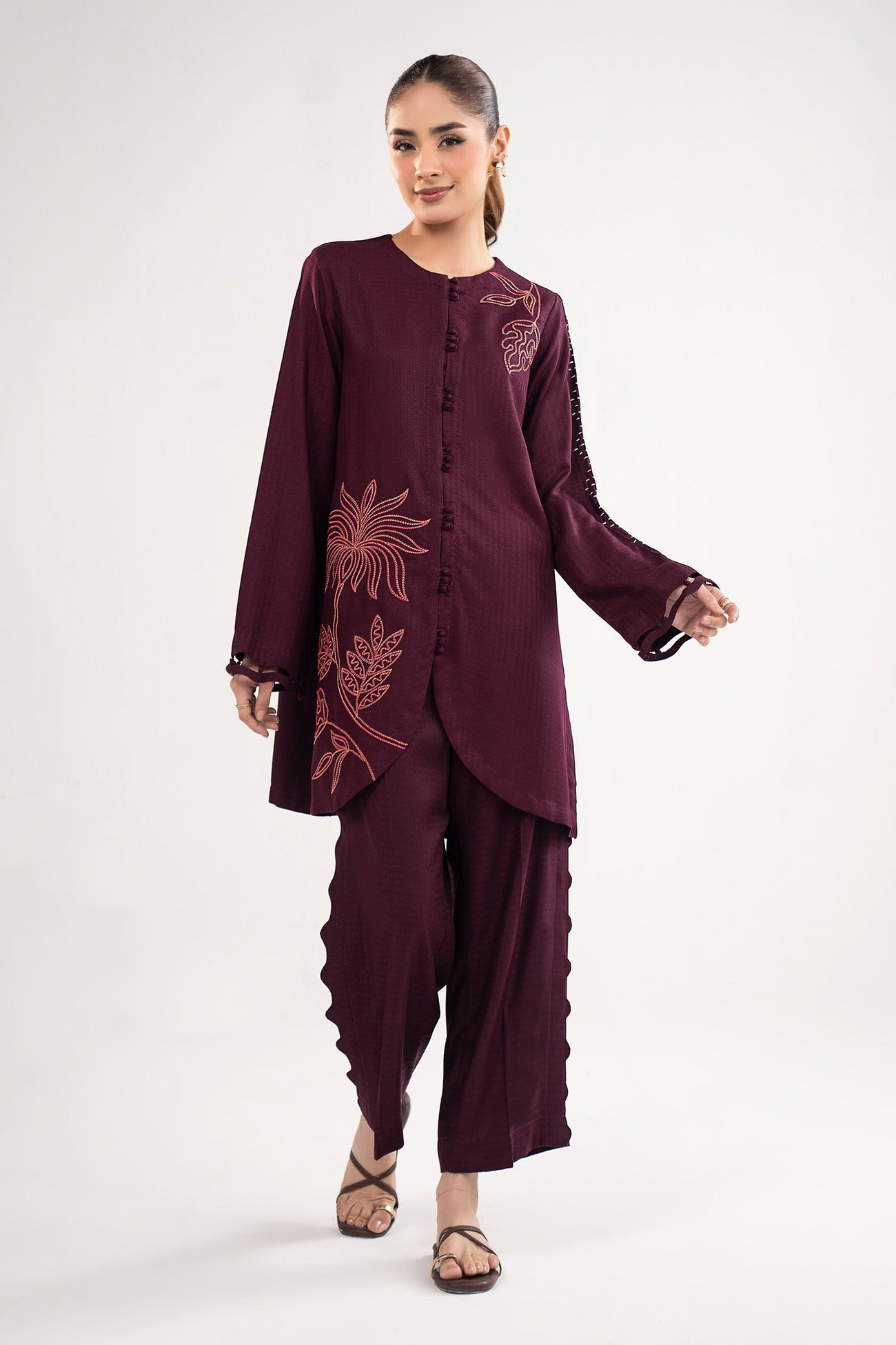 2 Pc Embroidered Dobby Viscose Suit