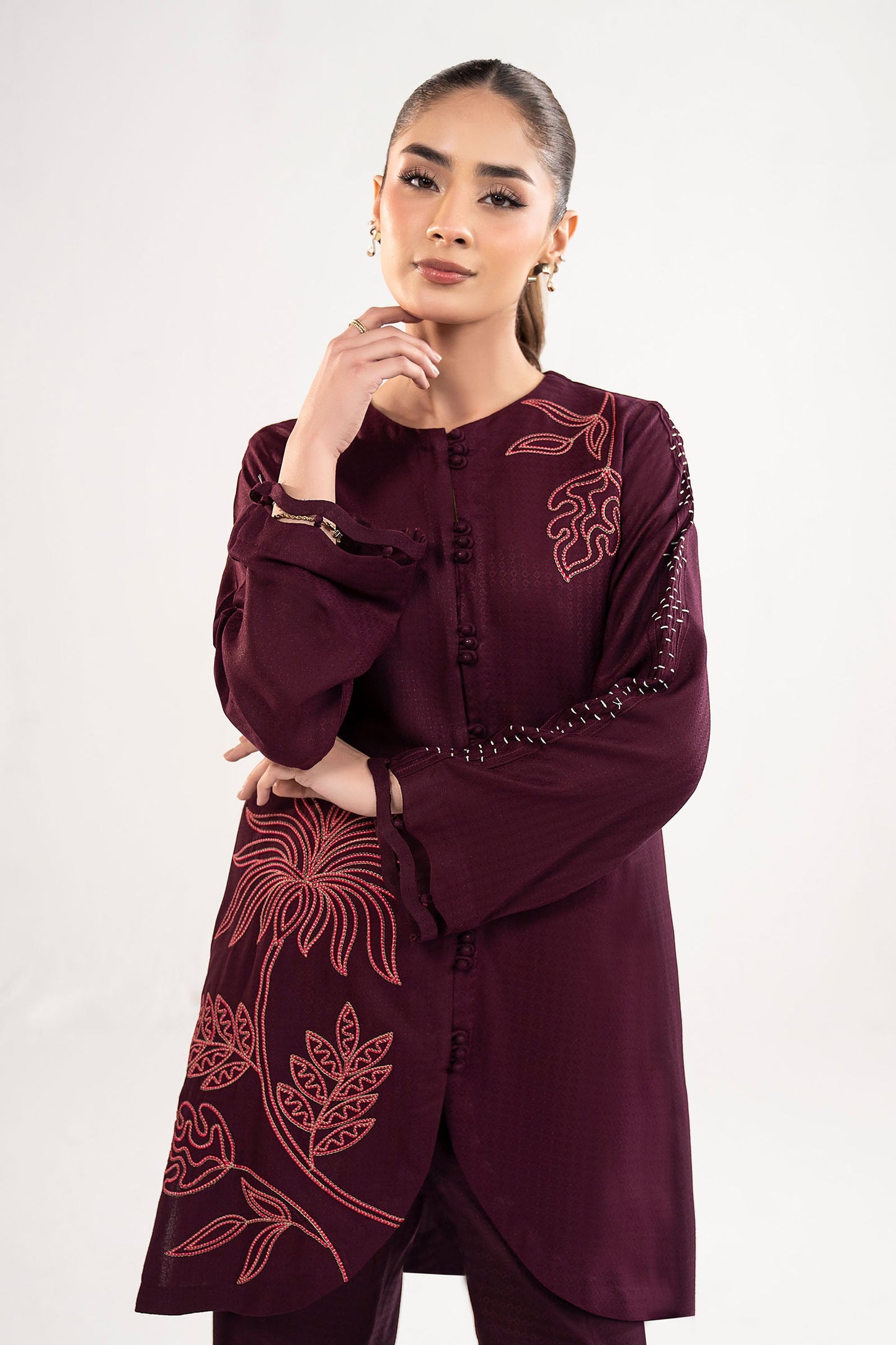 2 Pc Embroidered Dobby Viscose Suit