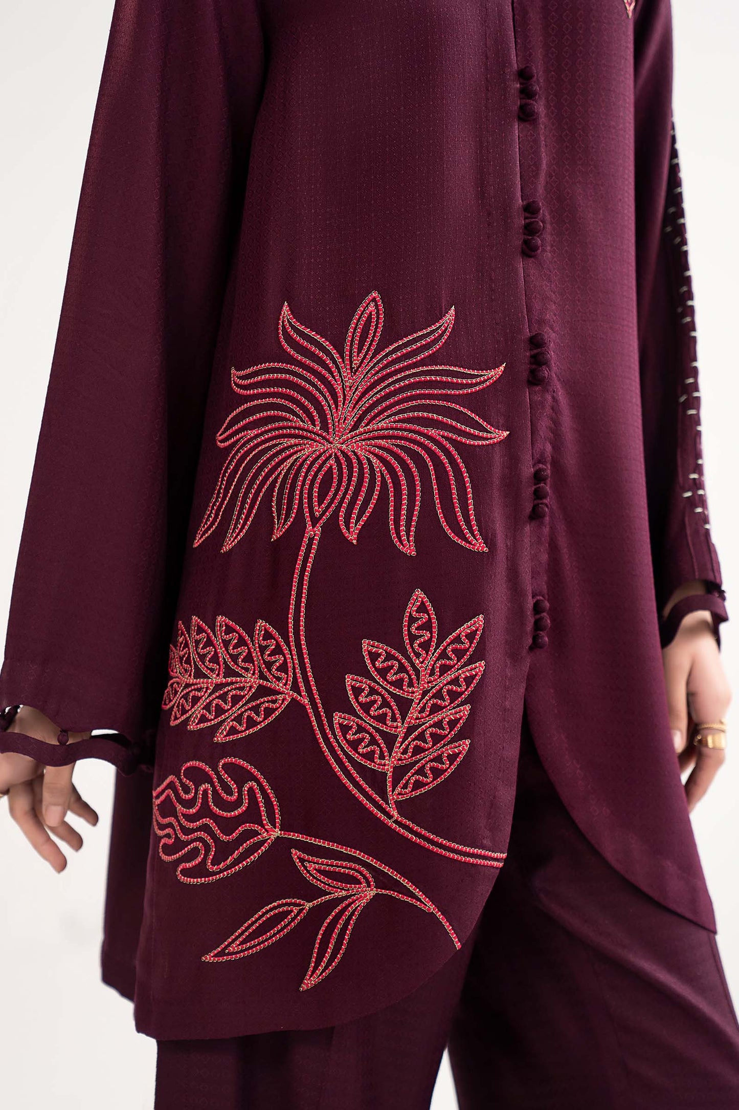 2 Pc Embroidered Dobby Viscose Suit