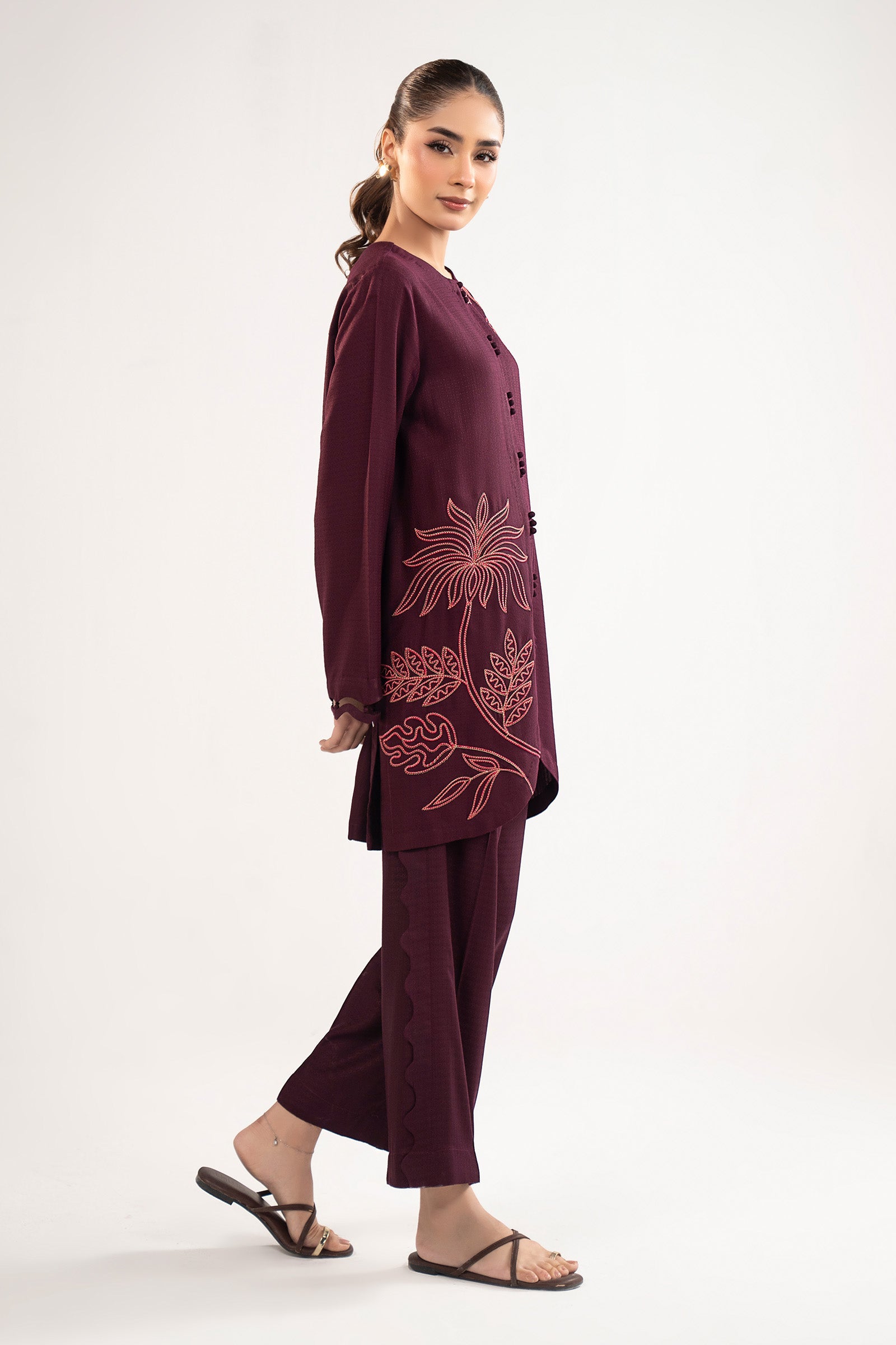 2 Pc Embroidered Dobby Viscose Suit